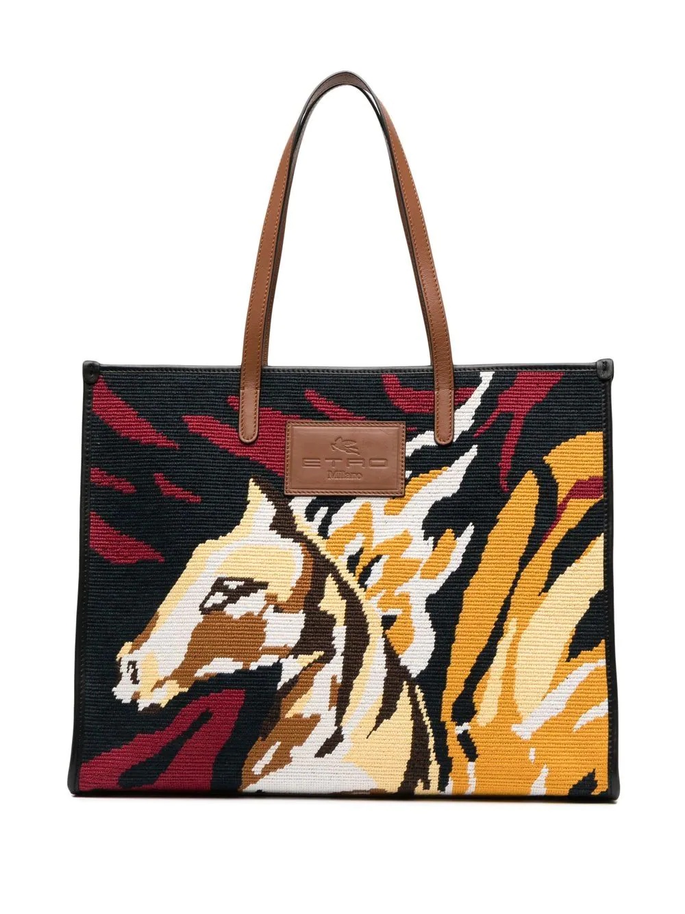 jacquard-horse pattern tote bag - 1