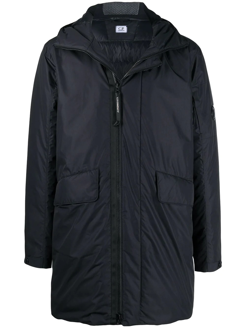 hooded mid-length parka - 1