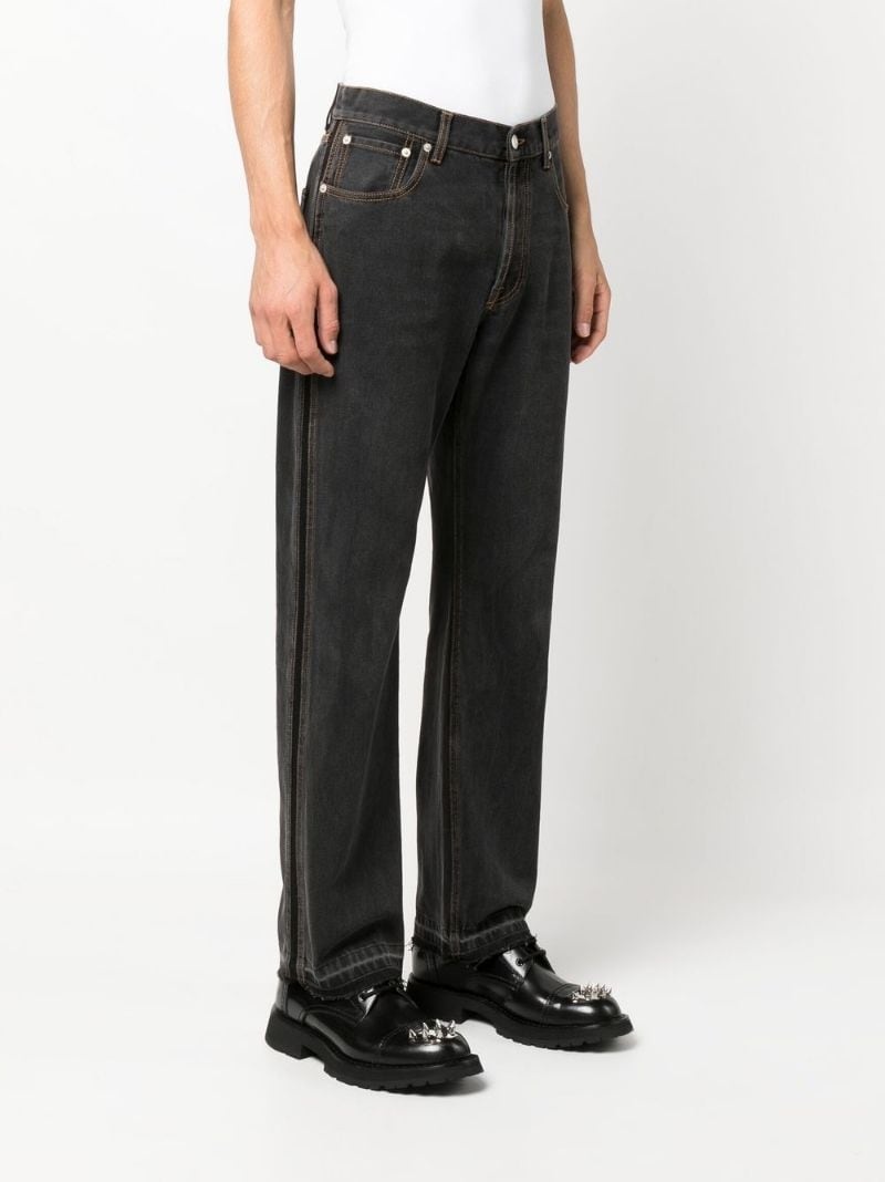 side stripe straight-leg jeans - 6