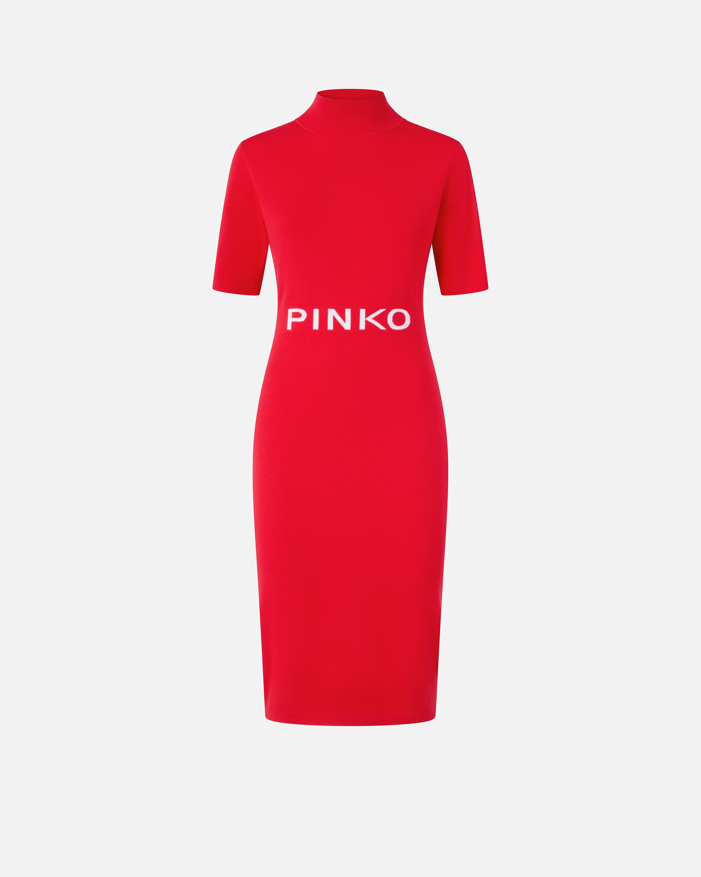 KNITTED MIDI DRESS WITH PINKO LOGO - 1