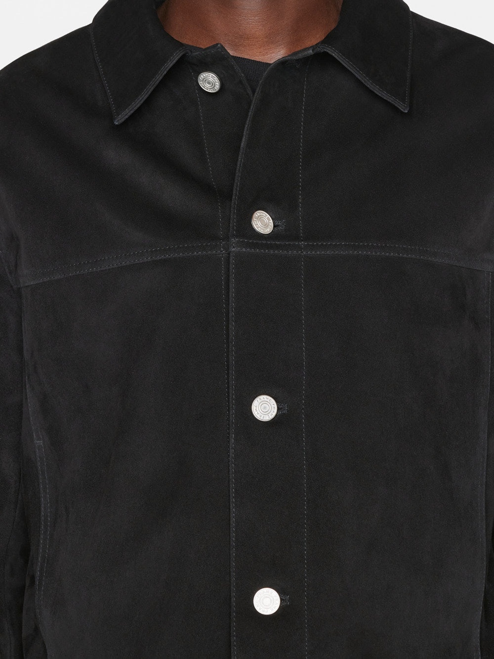 Suede Trucker Jacket in Noir - 5