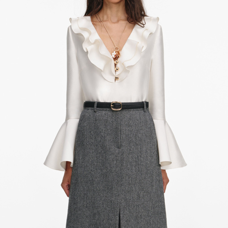 Cream Taffeta Ruffle Top 4