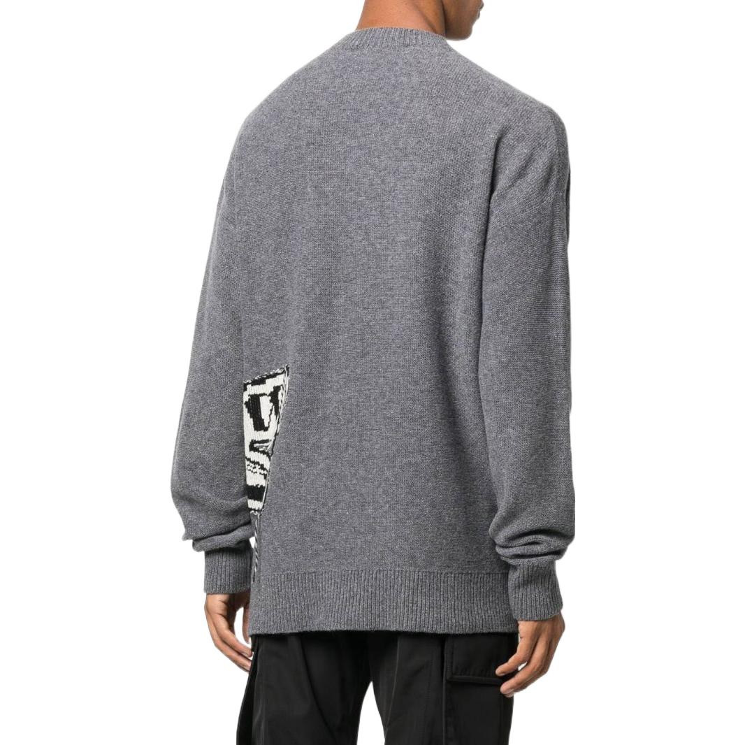 Men's Off-White FW22 Knit Long Sleeves Round Neck Wool Sweater Gray OMHE125F22KNI0010610-MEDIUM - 3