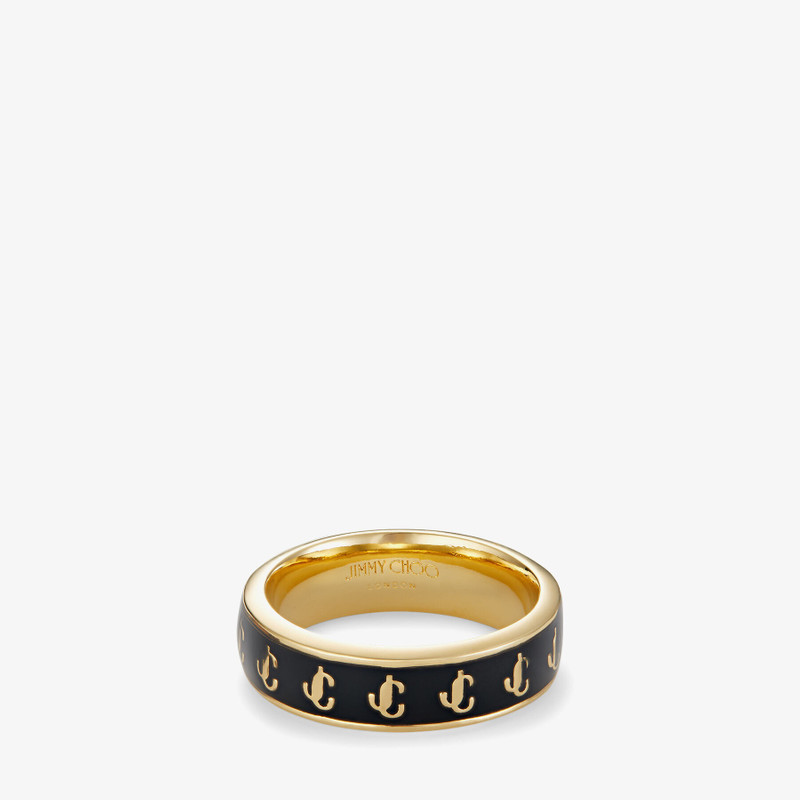JC Enamel Ring
Gold-Finish Metal and Black Enamel JC Ring 1