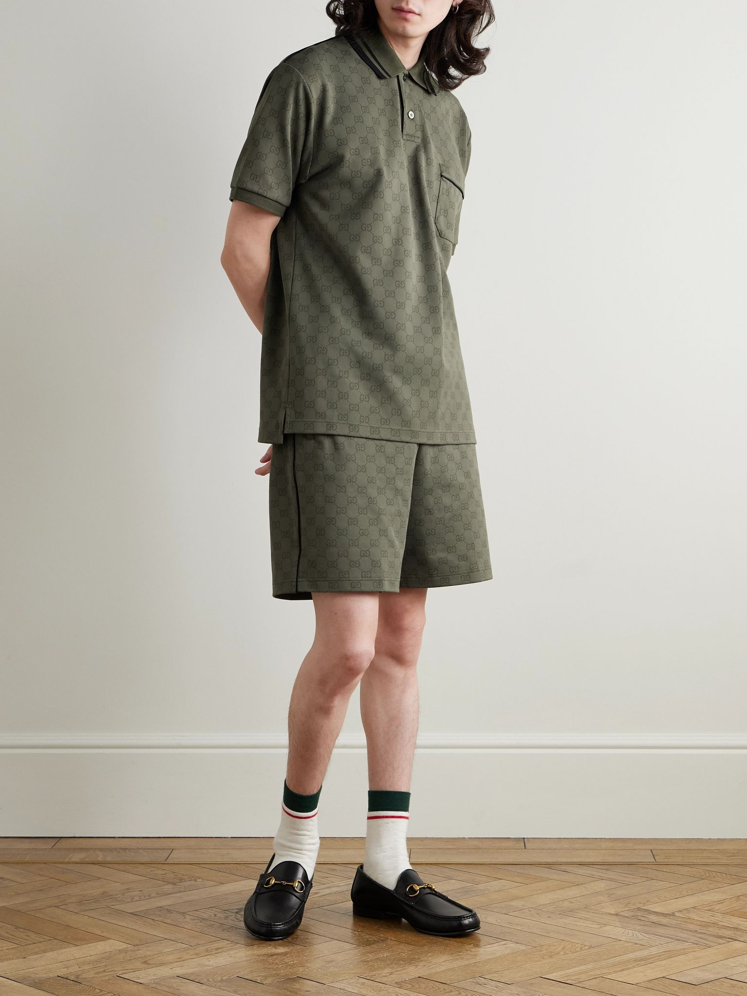 Logo-Jacquard Polo Shirt Forest green - 2