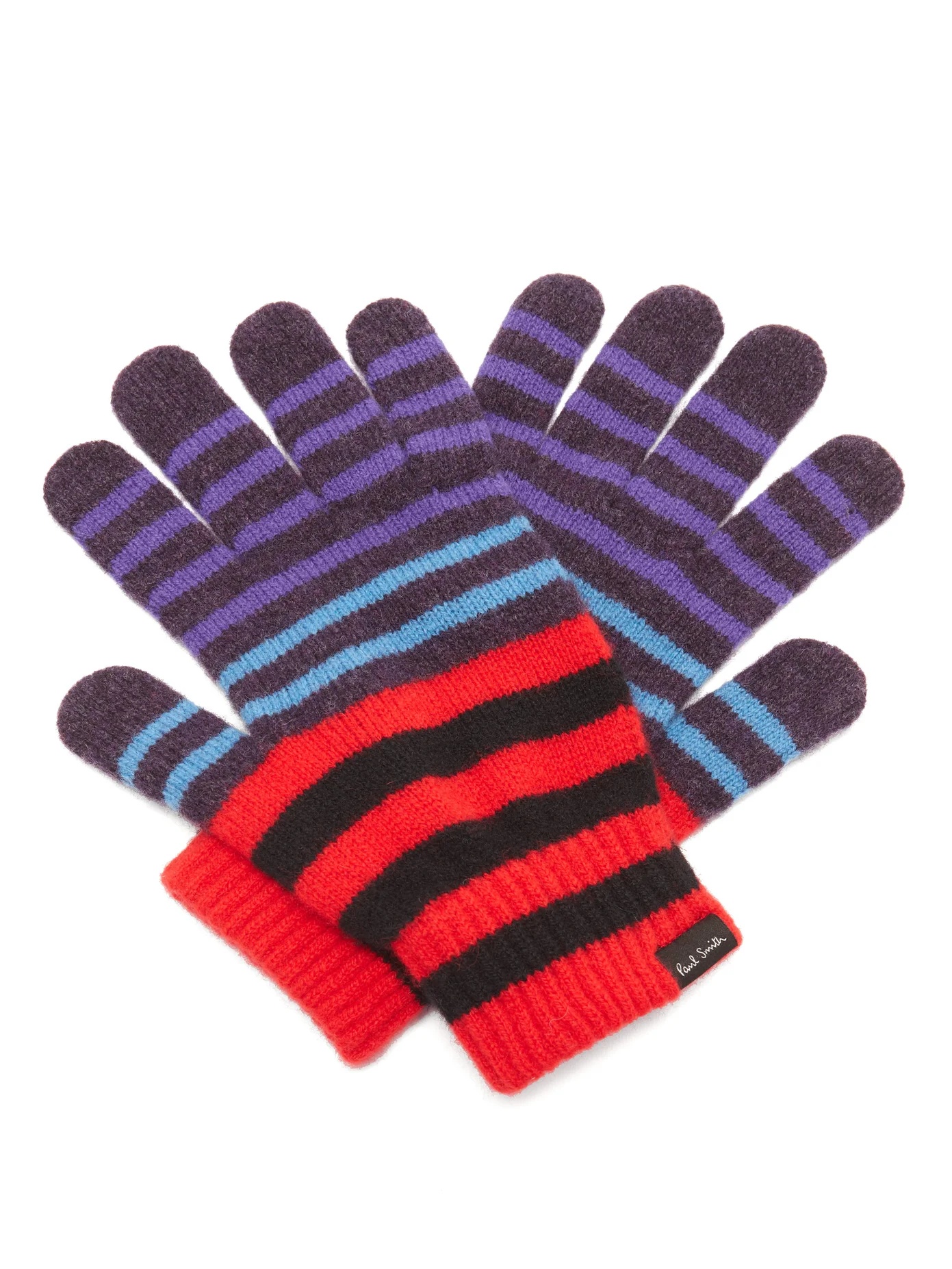 Logo-label striped-wool gloves - 1