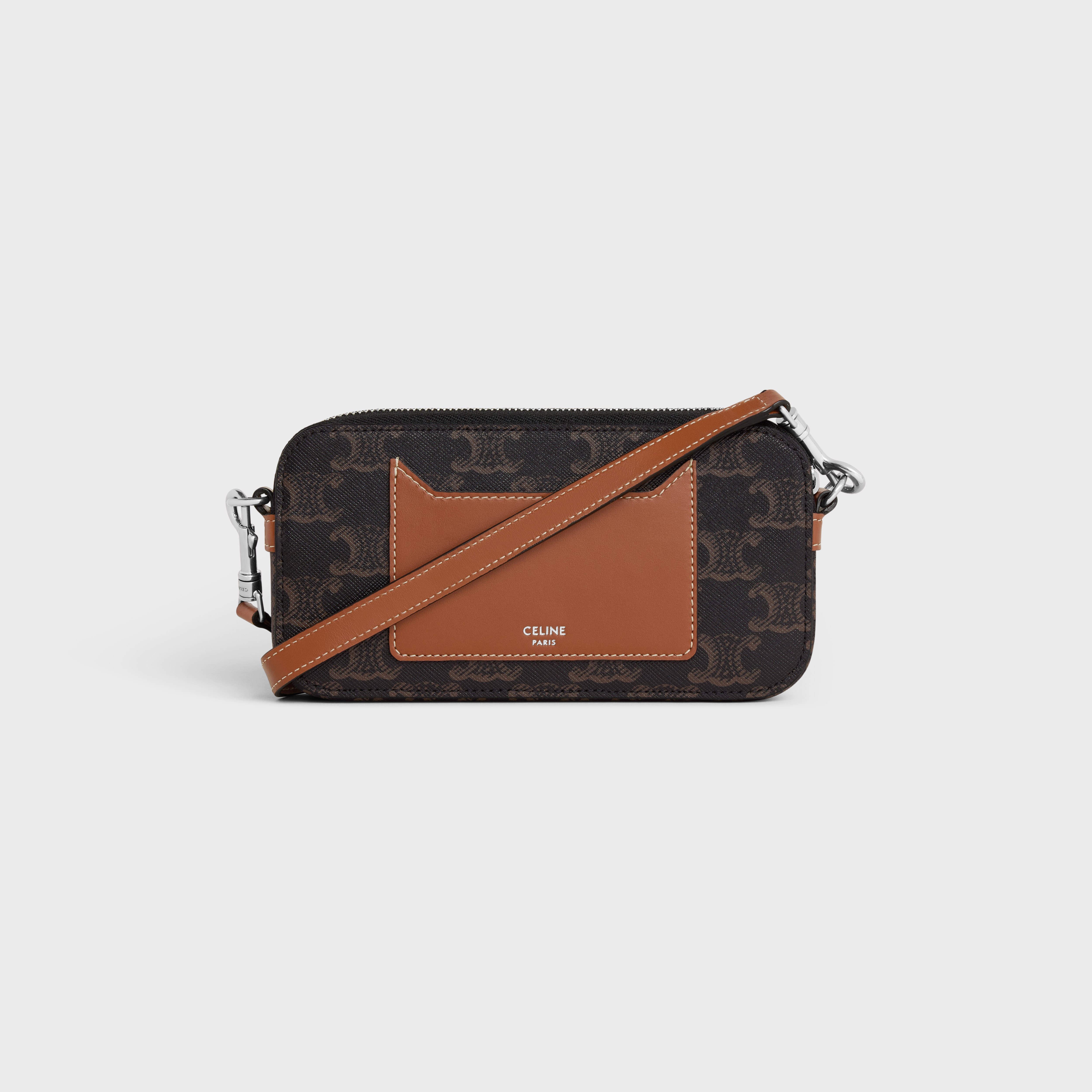 Horizontal pouch in Triomphe canvas with celine print - 3