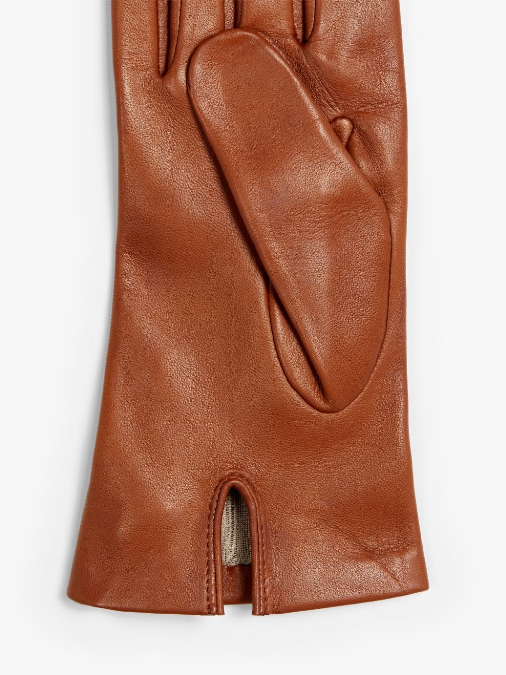 COGNAC HAIRSHEEP LEATHER SILK LINED GLOVES - 2