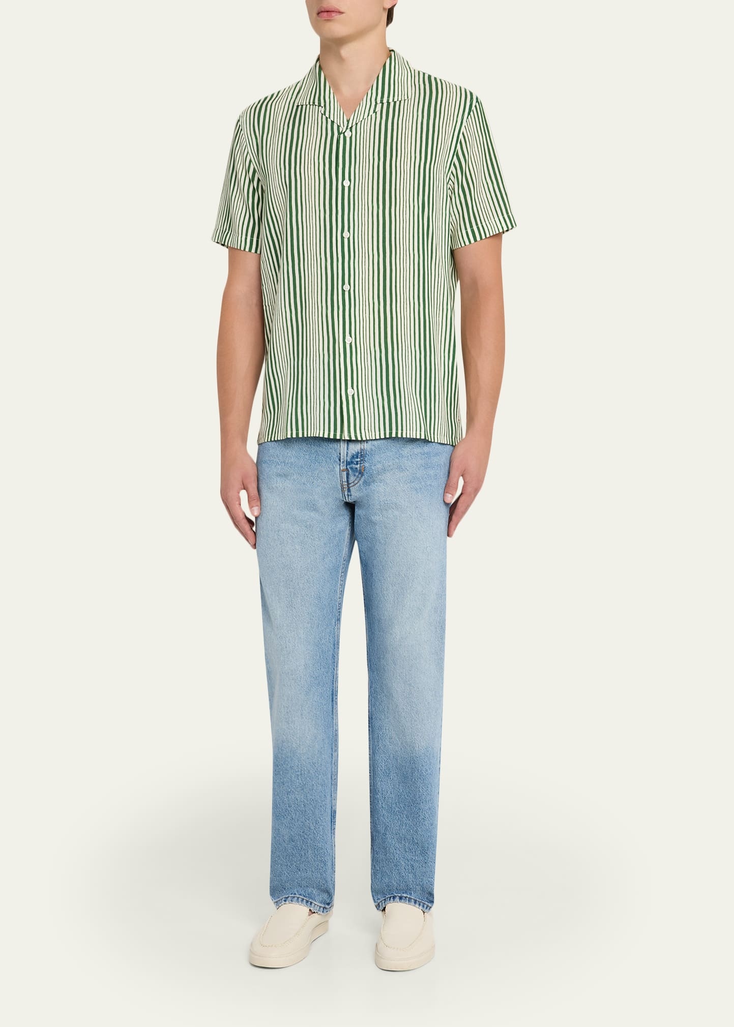 Men's Hibbert Lyocell Shore-Stripe Classic Fit Short-Sleeve Shirt - 2