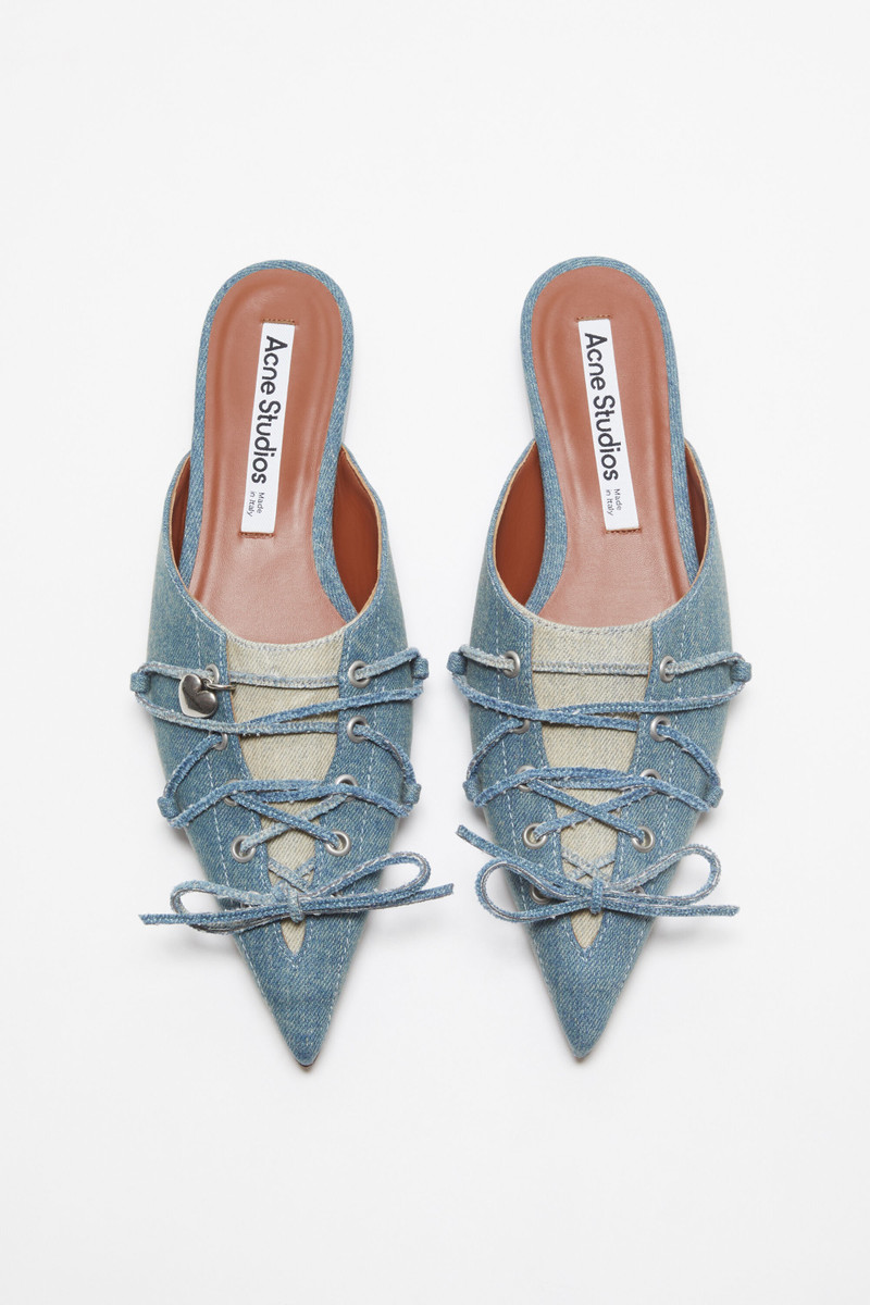 Lace-up mules - Dusty blue 3