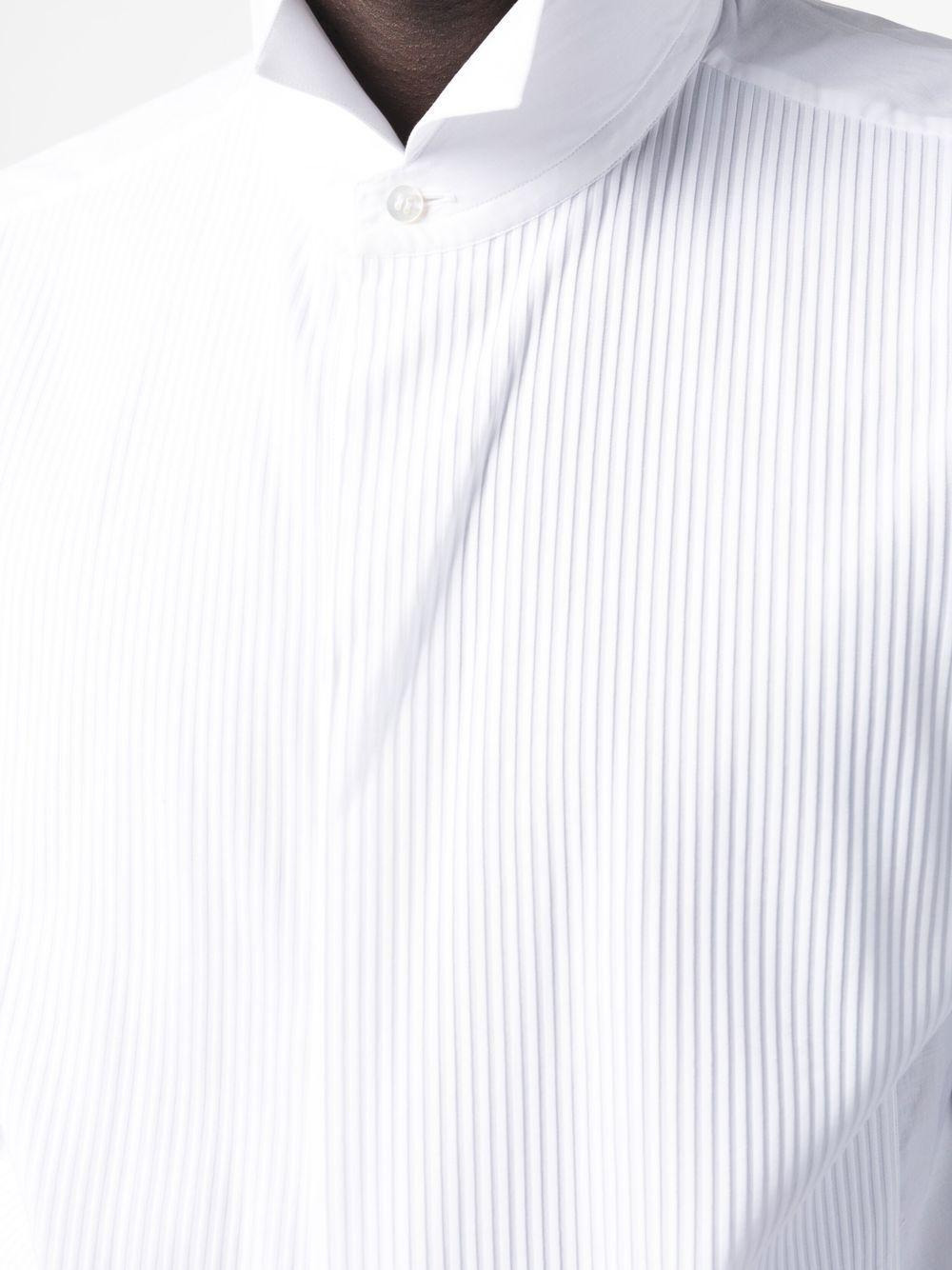White 'Essential' evening shirt in cotton with front plastron detail and Barron collar. - 3
