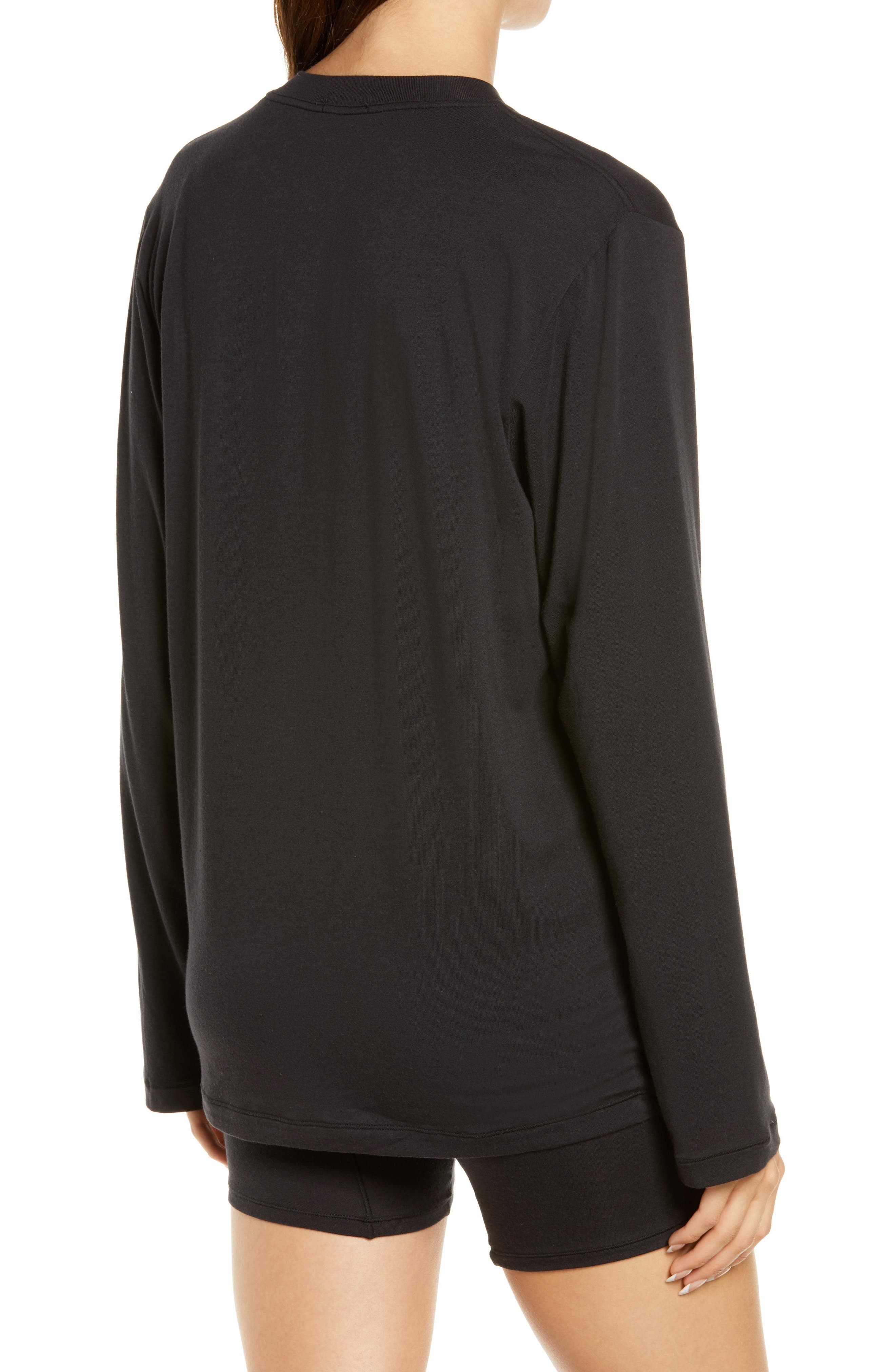 SKIMS Boyfriend Long Sleeve T-Shirt in Onyx at Nordstrom - 2