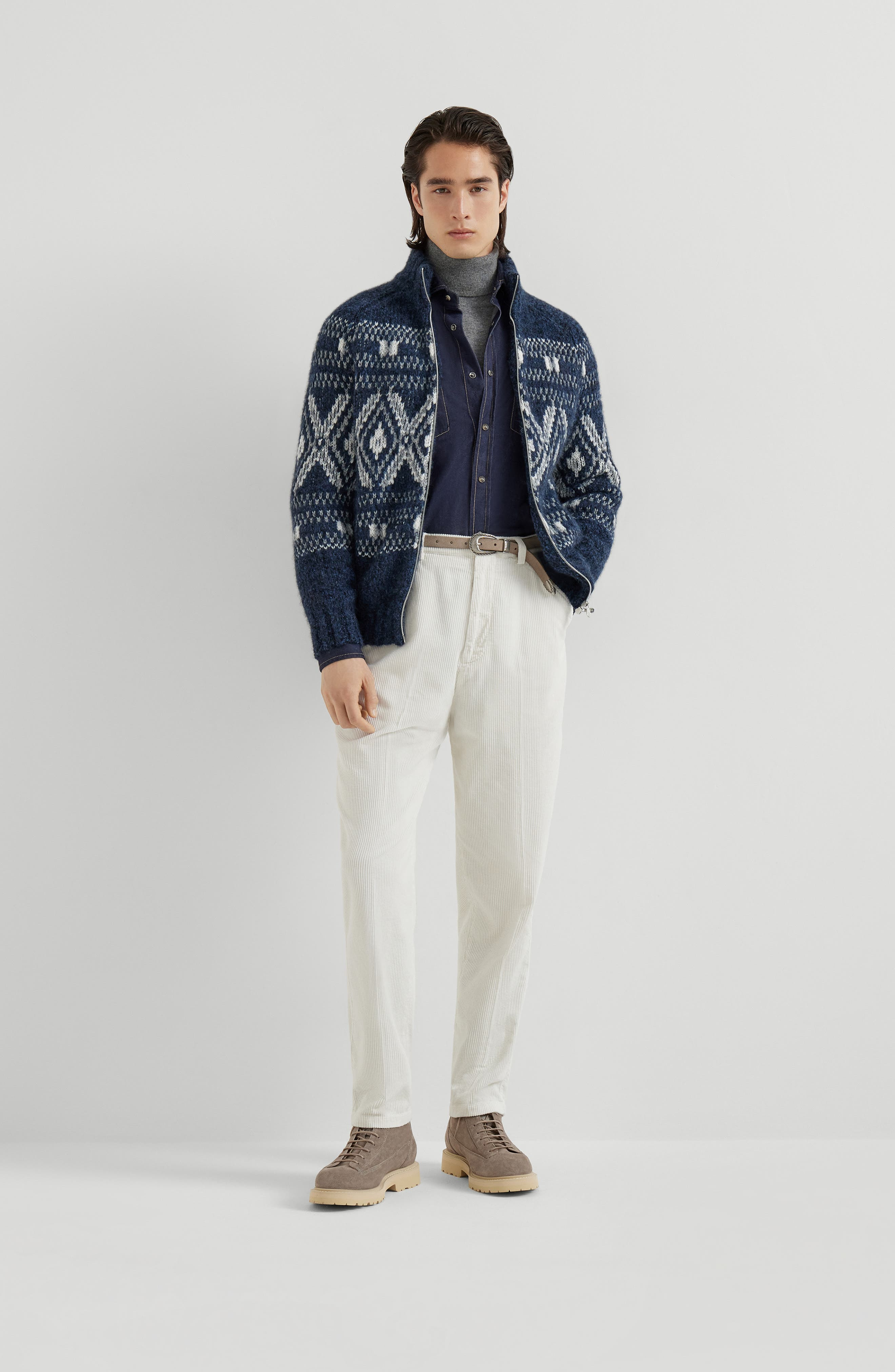 Brunello Cucinelli Jacquard cardigan in Navy Blue at Nordstrom - 6