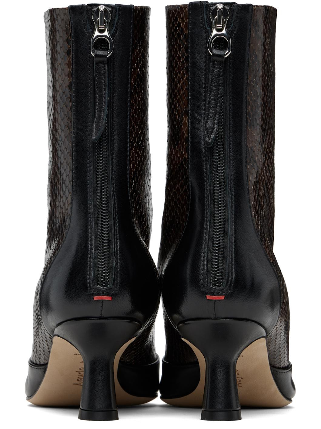 Brown & Black Sila Dual-Toned Boots - 2