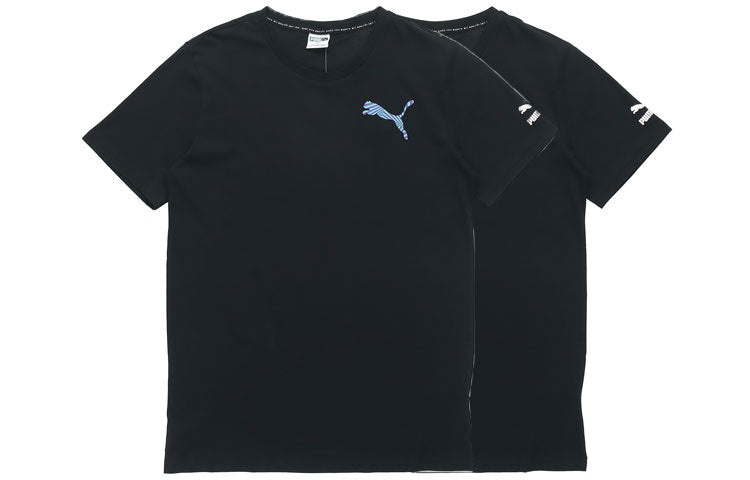 PUMA Casual Graphic T-Shirt 'Black White Blue' 596631-01 - 3