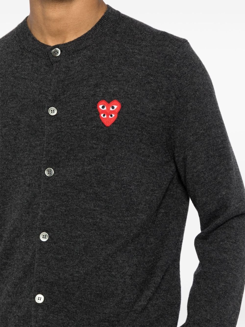 heart-patch wool cardigan - 6