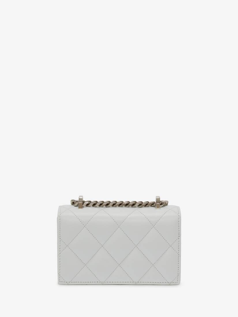 Mini Jewelled Satchel in White/black - 3