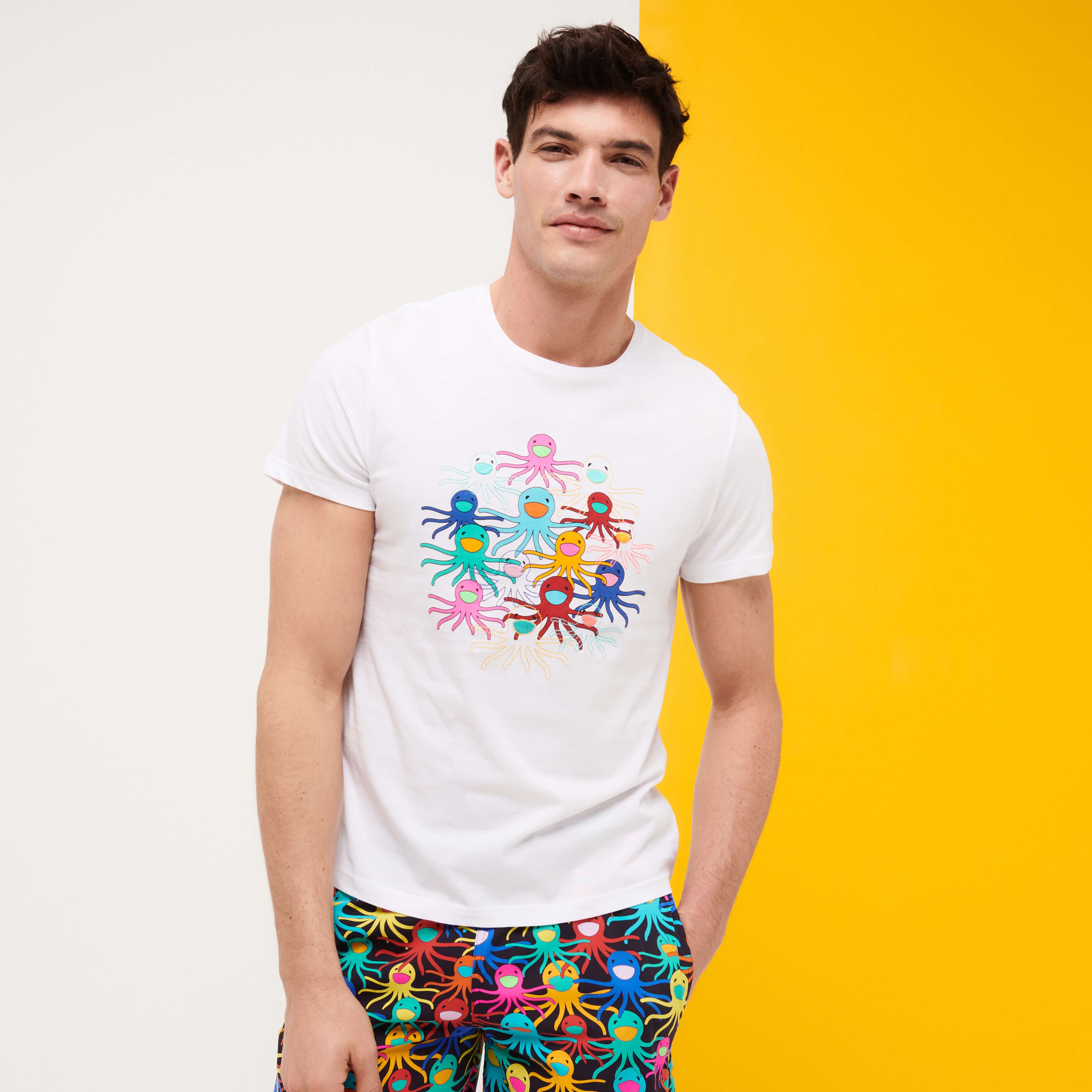 Men Cotton T-Shirt Multicolore Medusa - 3
