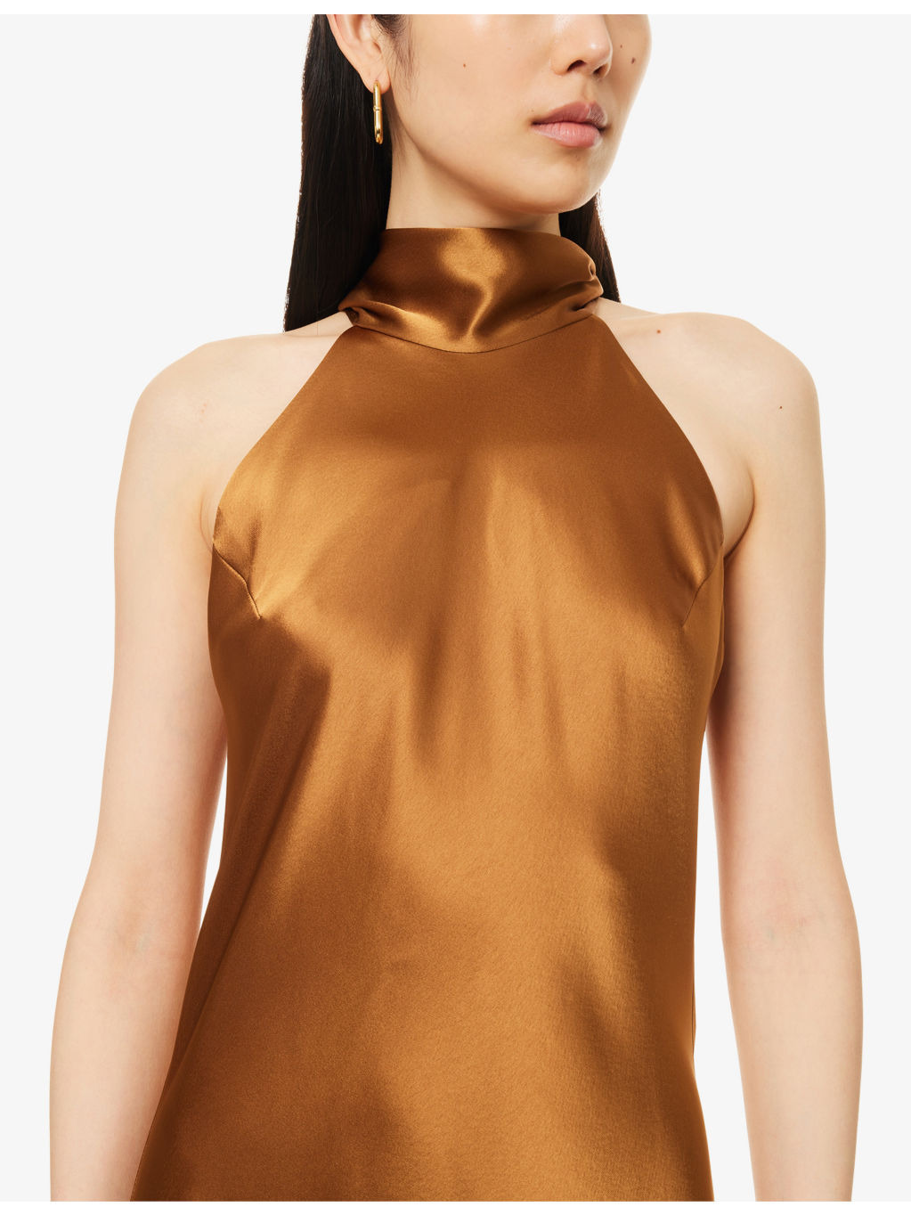 Sienna Sash-Tie Sleeveless Satin Gown - 5