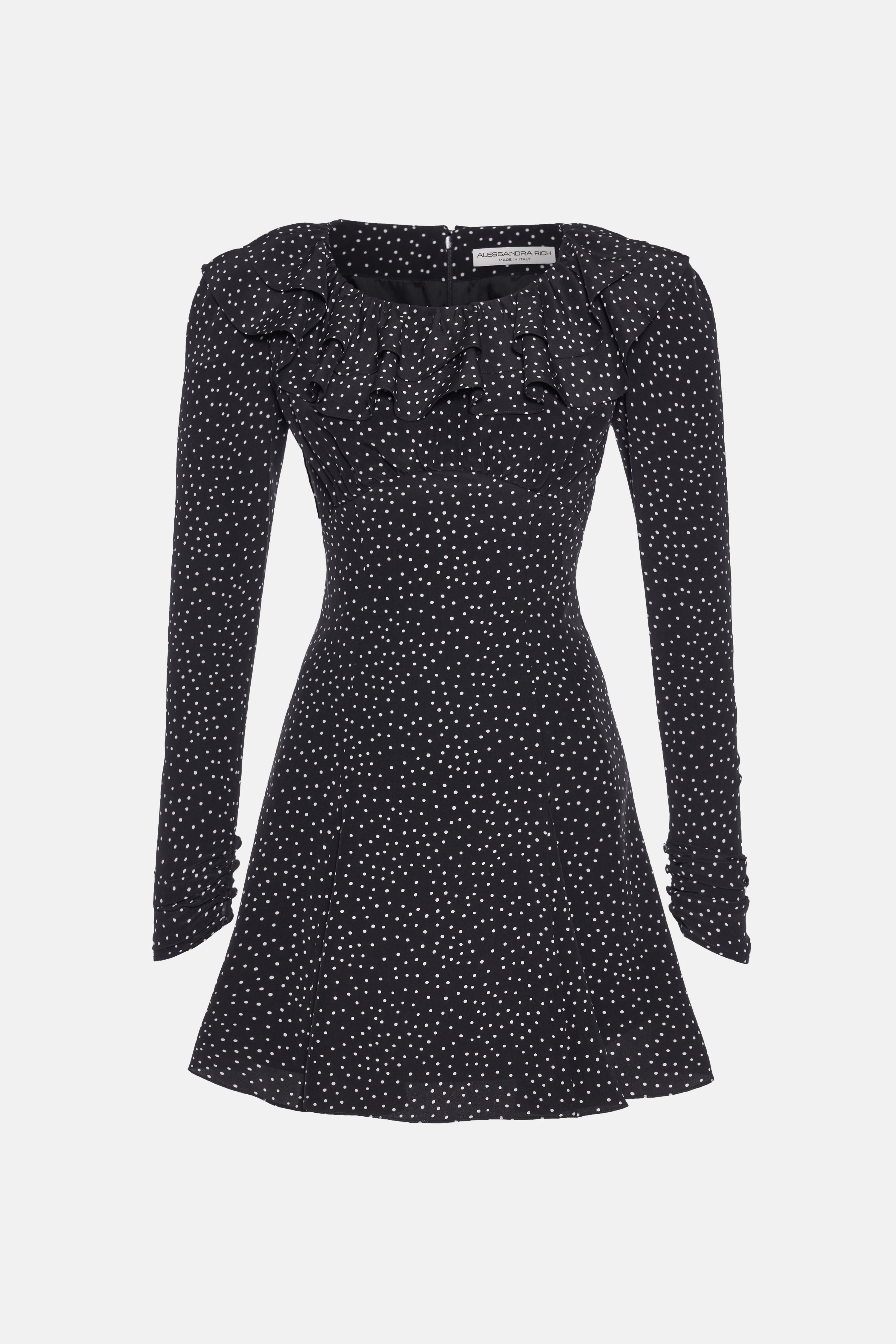 POLKA DOT SILK MINI DRESS WITH VOLANT COLLAR - 1