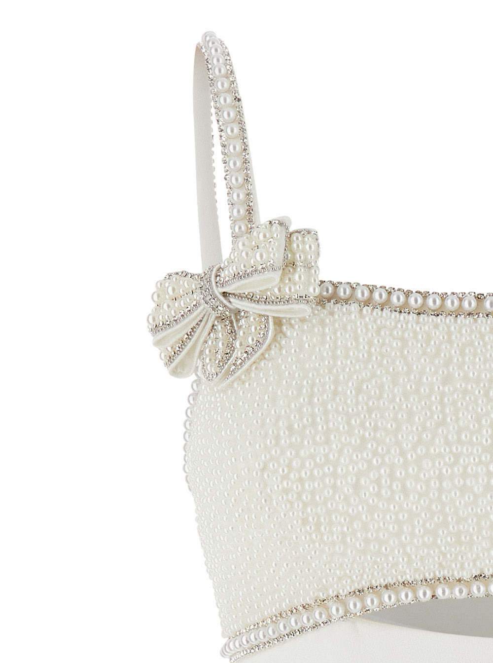 Self-Portrait Women White Dress With Applied Rhinestones On The Front And Cut-Out Detail In Tech Fab - 3