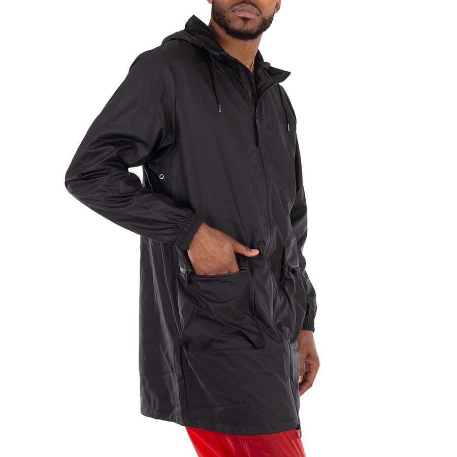 Rains Men's Black Long Cargo Jacket - 2