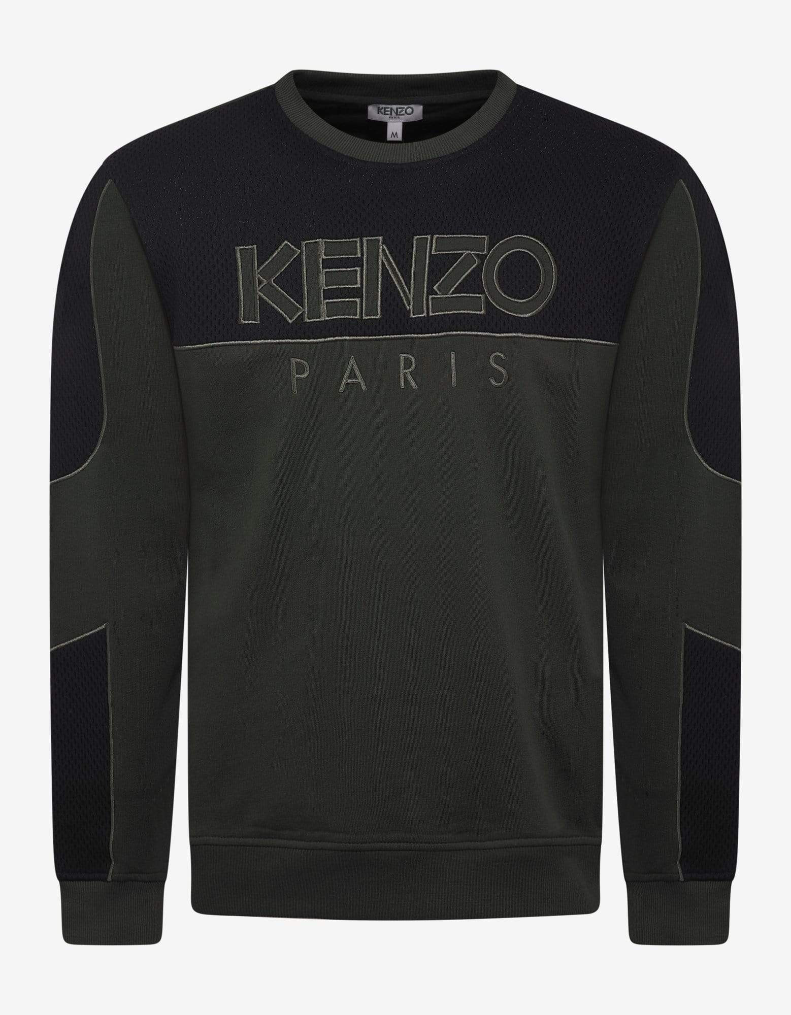 Kenzo Khaki Dual-Fabric Sweatshirt - 1