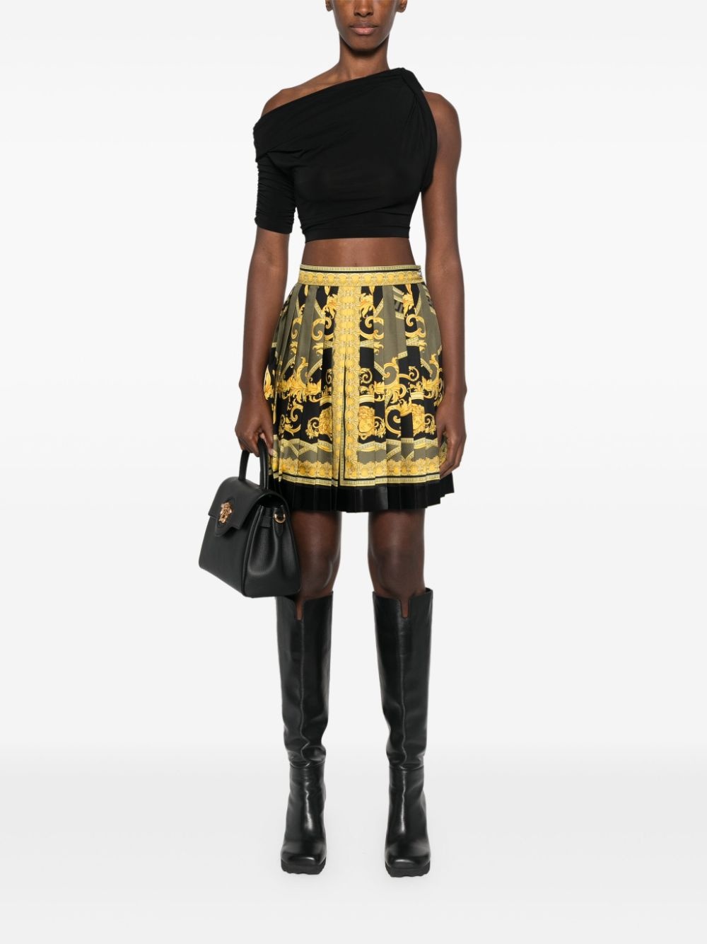 Barocco-print silk mini skirt - 2