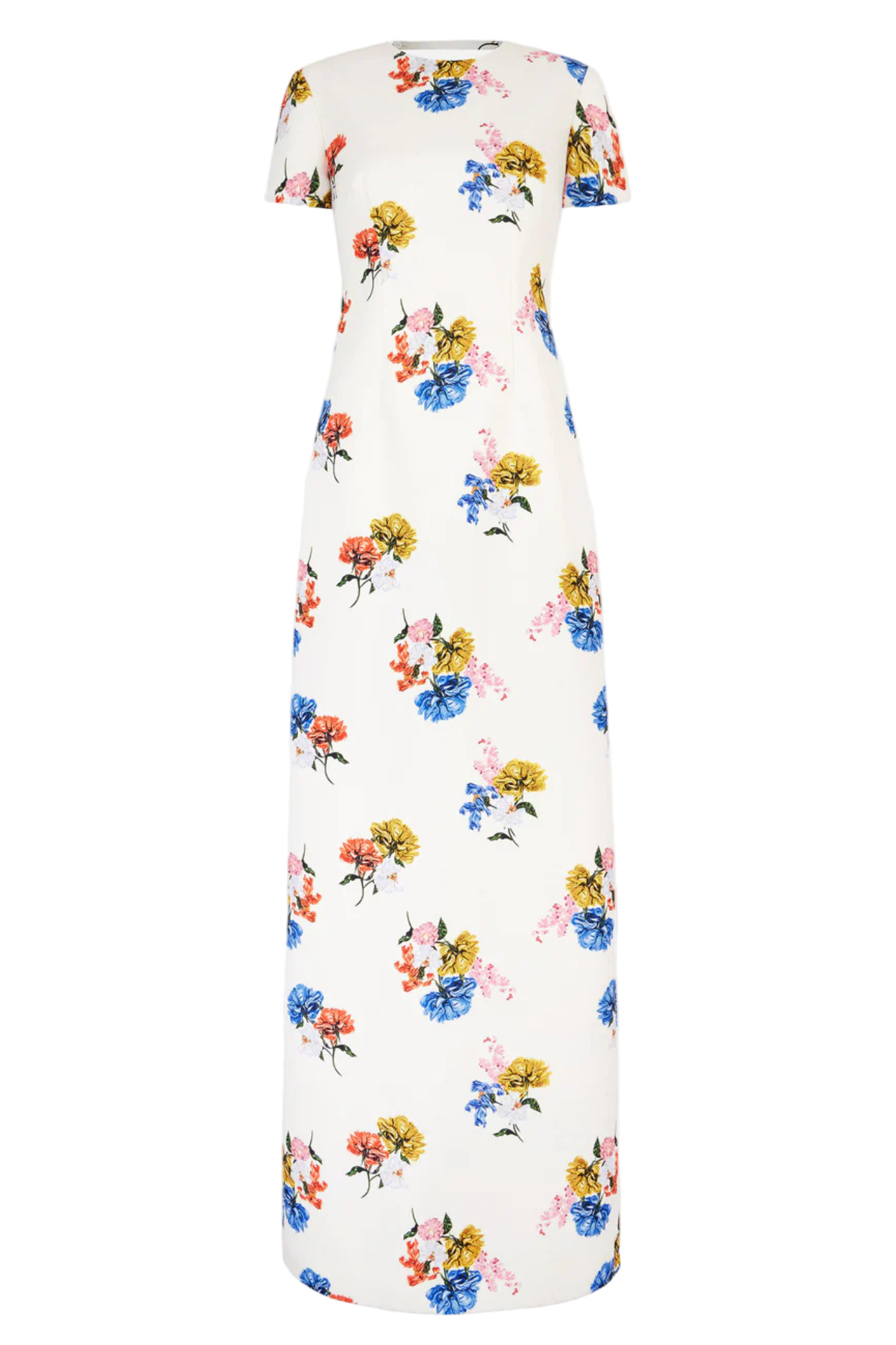 FOSETTE DRESS IN RETRO BOUQUET ON WHITE TAFFETA FAILLE - 1