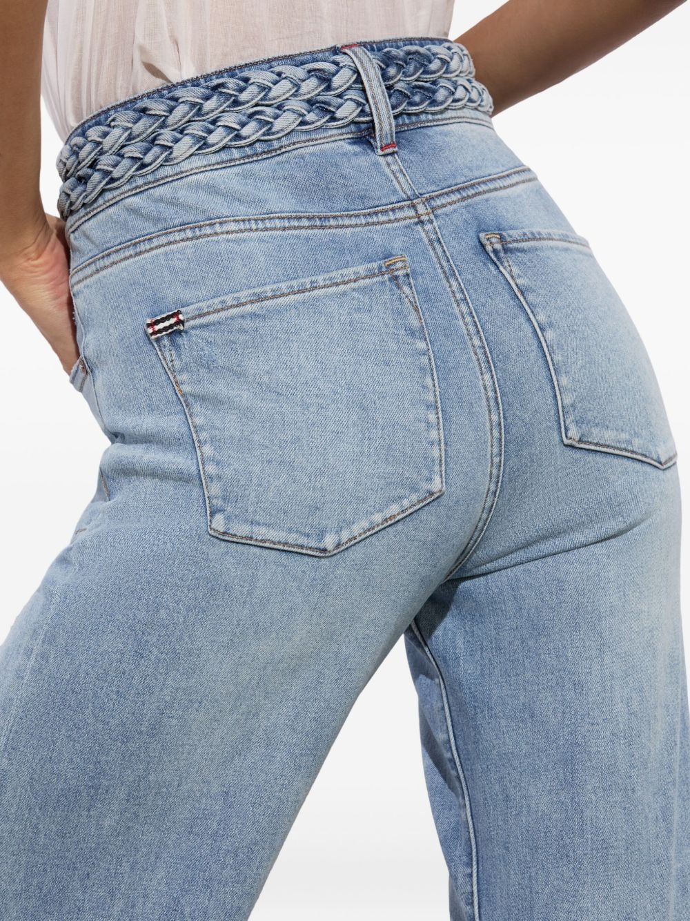 braided-waistband patch-pocket jeans - 5