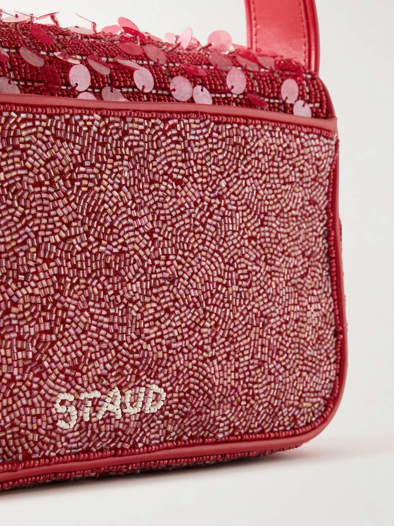 Tommy faux leather-trimmed embellished satin shoulder bag 4