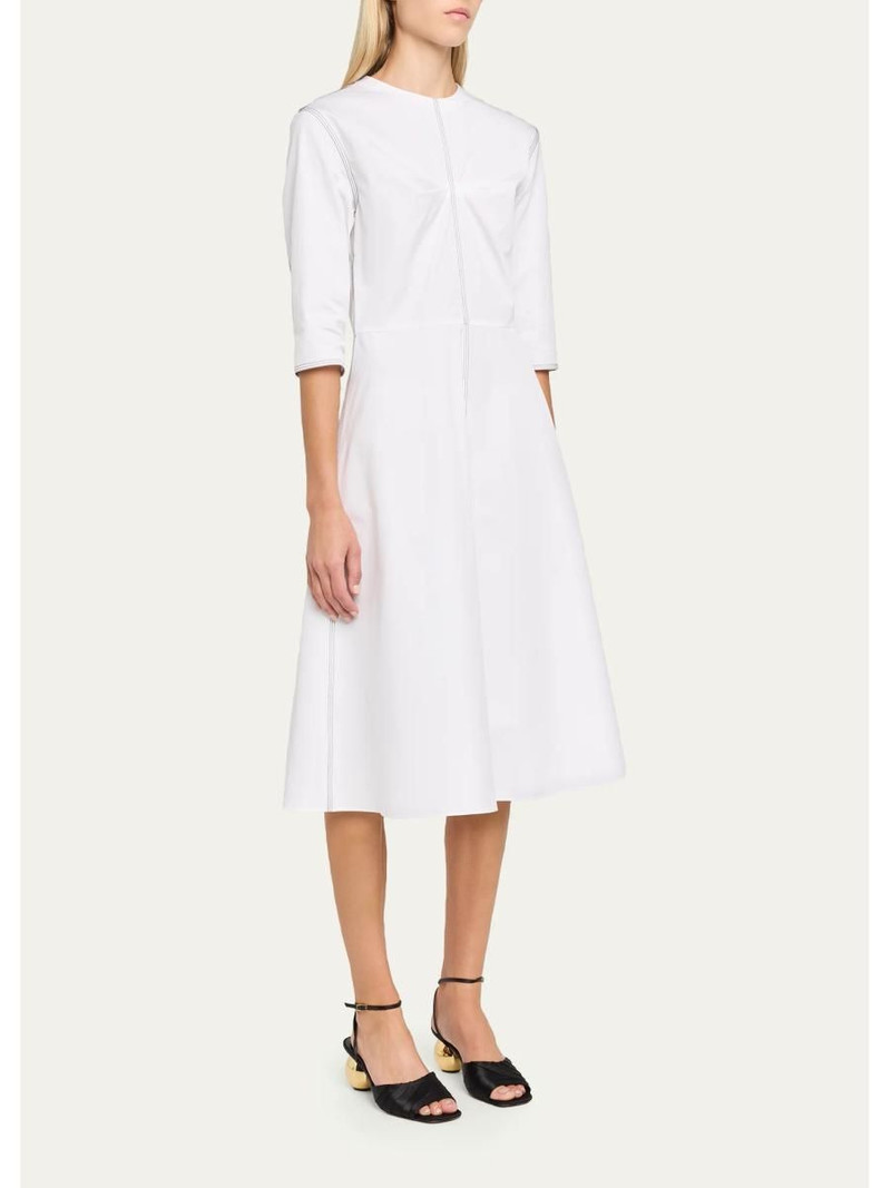 3/4-Sleeve Cotton Midi A-Line Dress 4