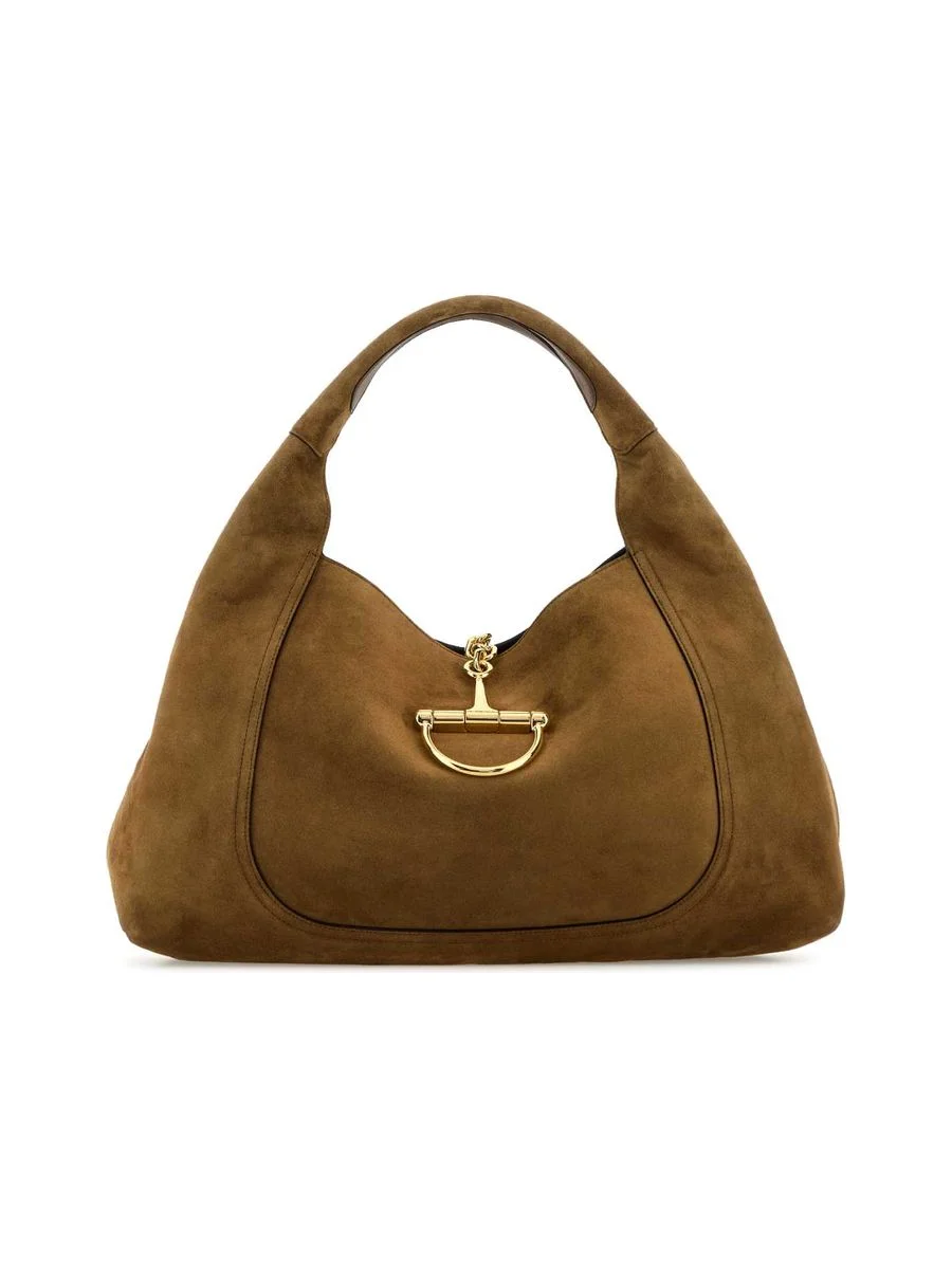 Gucci Softbit Maxi Shoulder Bag in Brown Suede - 1