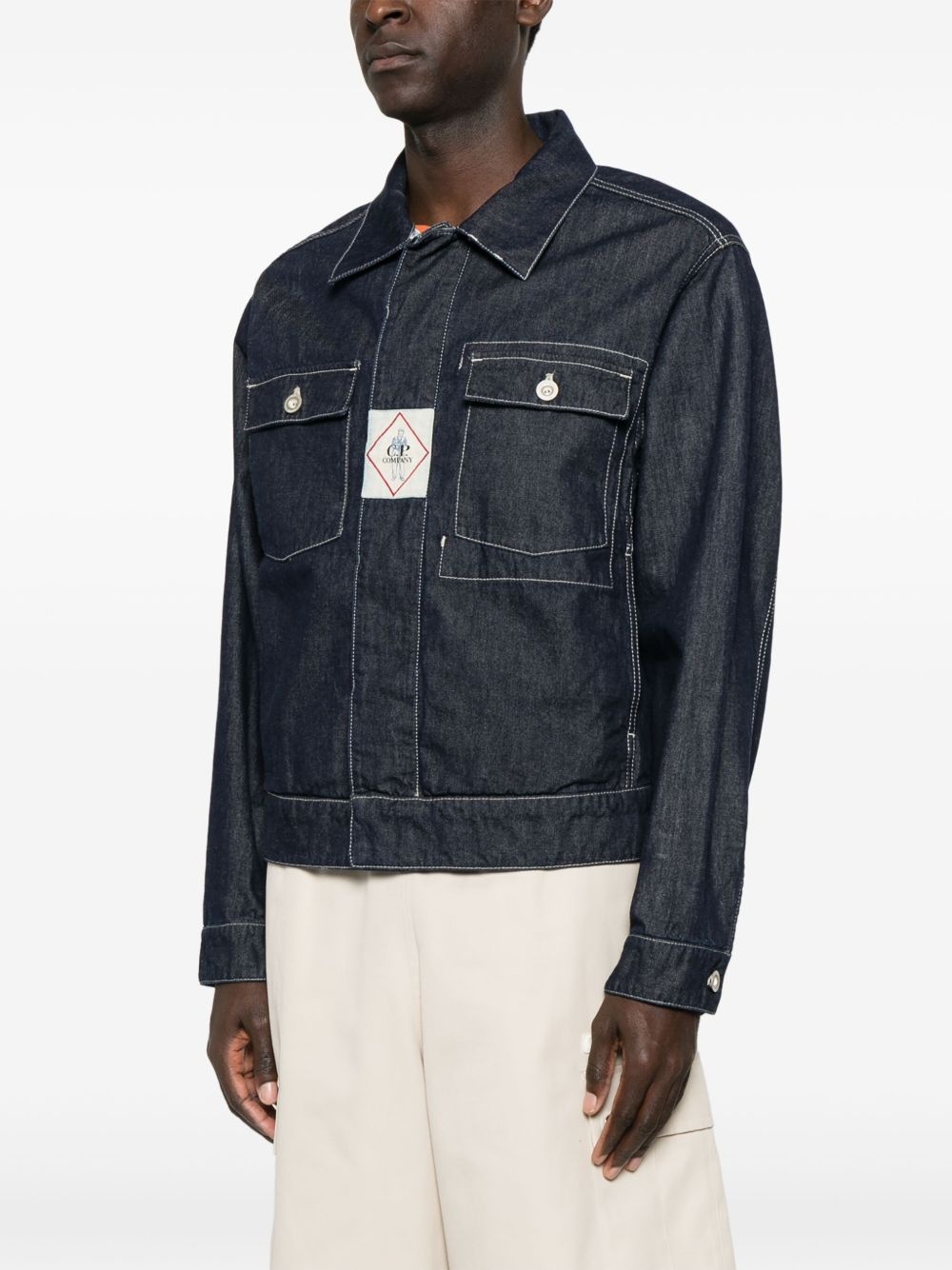 logo-patch denim jacket - 3