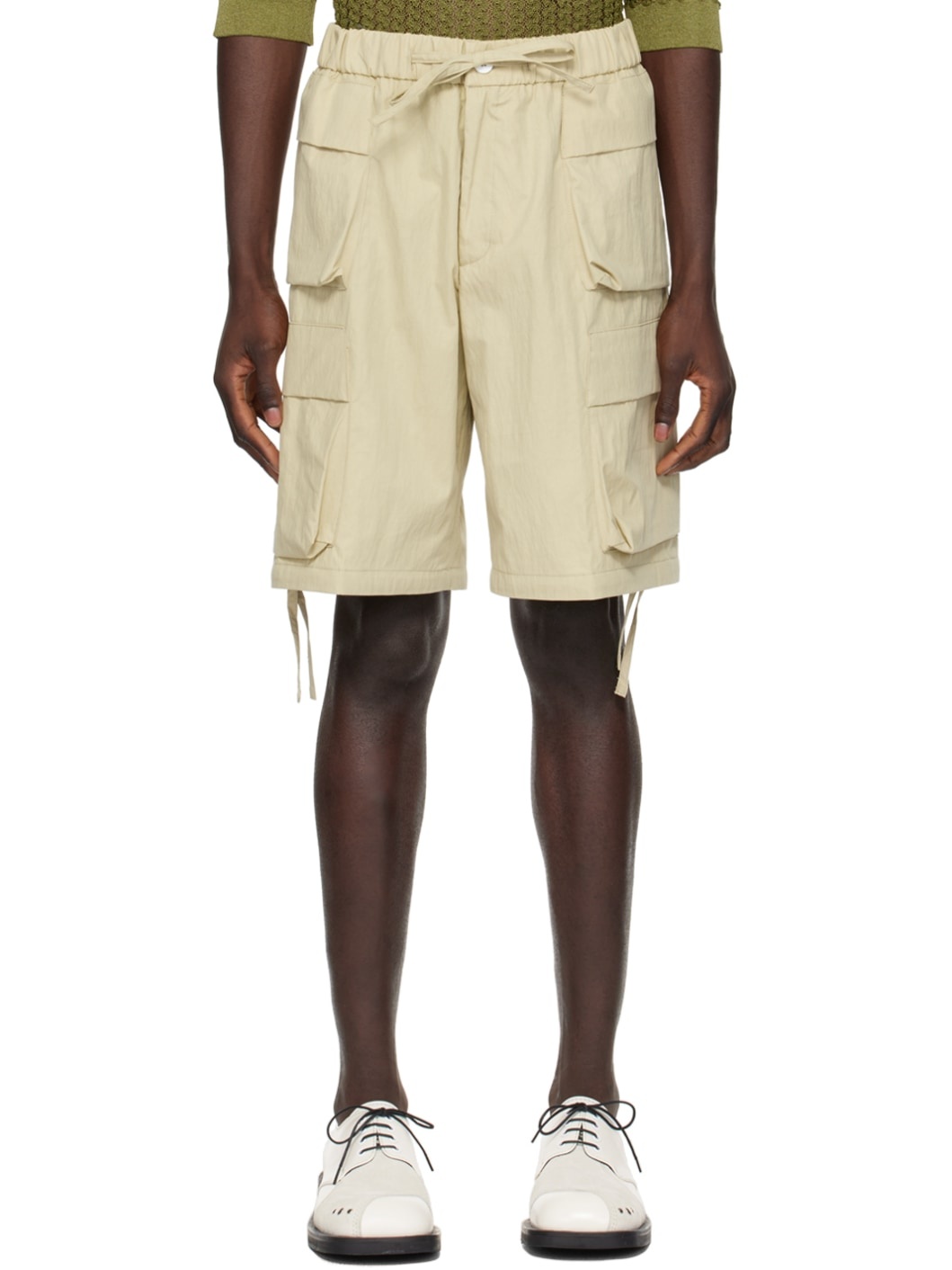 Beige Cargo Shorts - 1