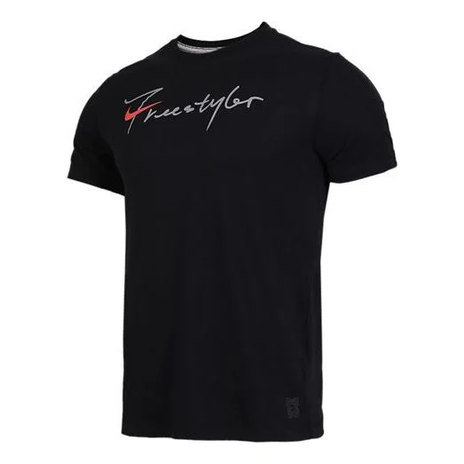 Nike Back Large logo Printing Freestyle Sports Short Sleeve Black CK1186-010 - 1