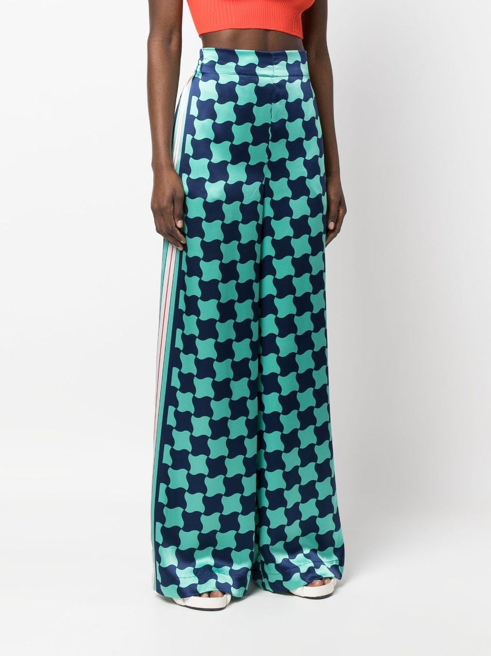 graphic-print silk trousers - 3