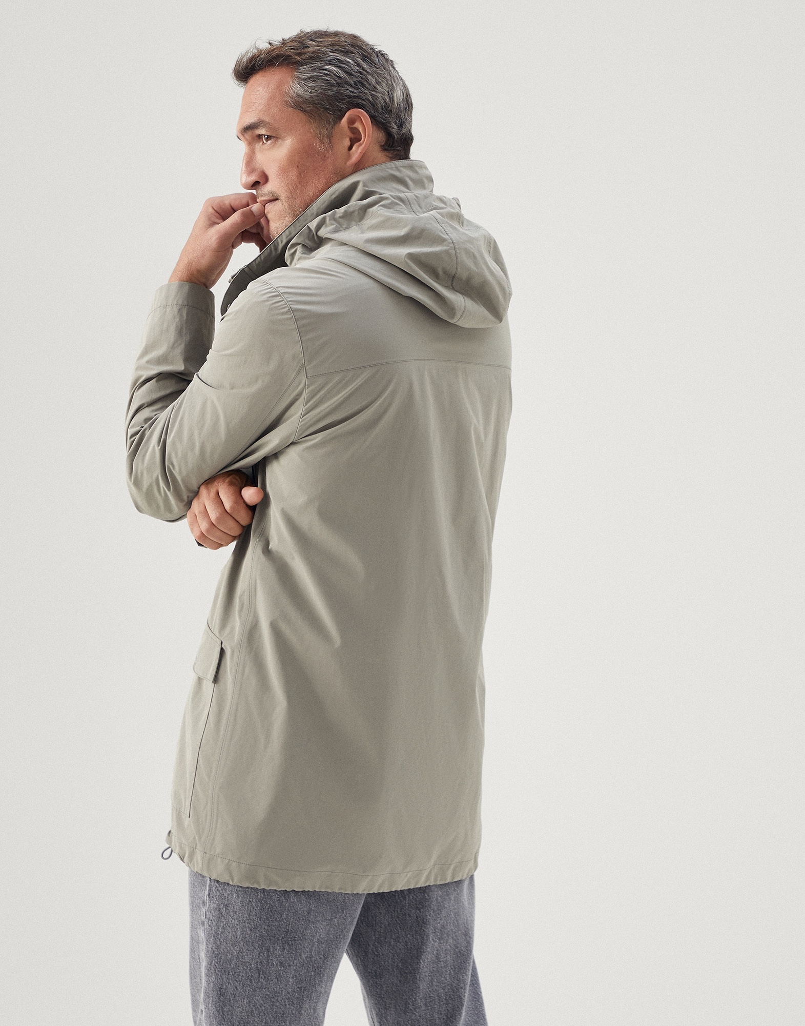 Water-resistant microfiber parka with detachable hood - 2