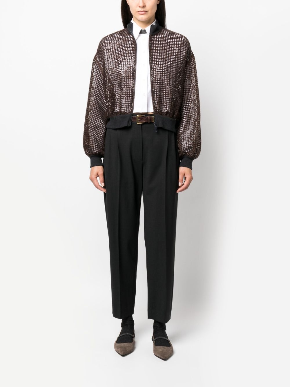 cropped wool-blend trousers - 2