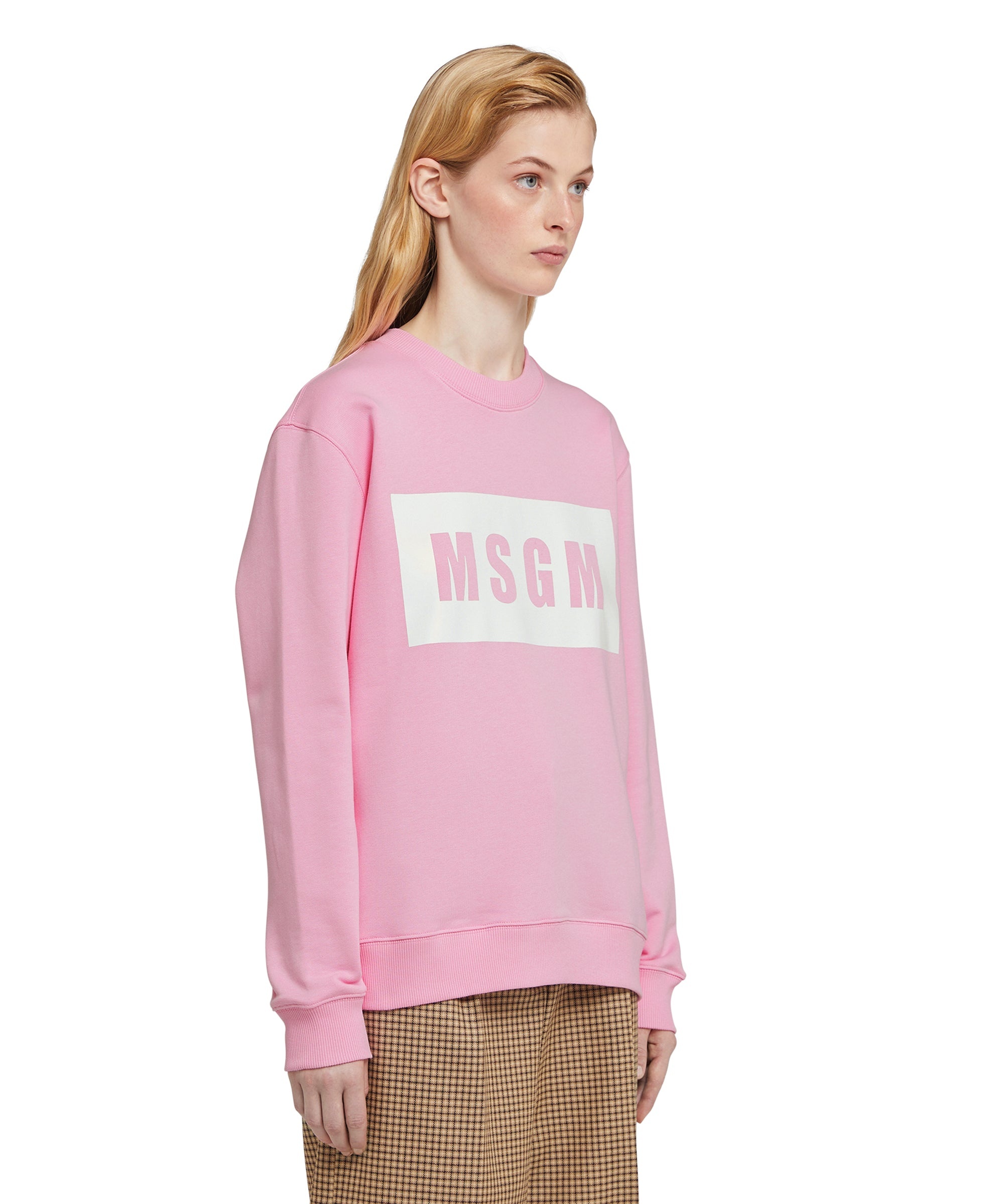 Cotton crewneck sweater with MSGM box logo - 4