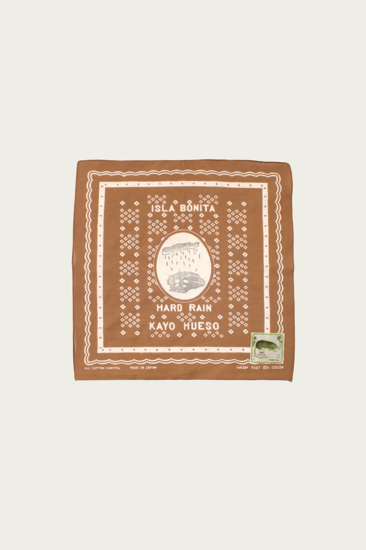 Fastcolor Selvedge Bandanna (POLKA DOTS HARD RAIN) 15x15 - Brown - 1