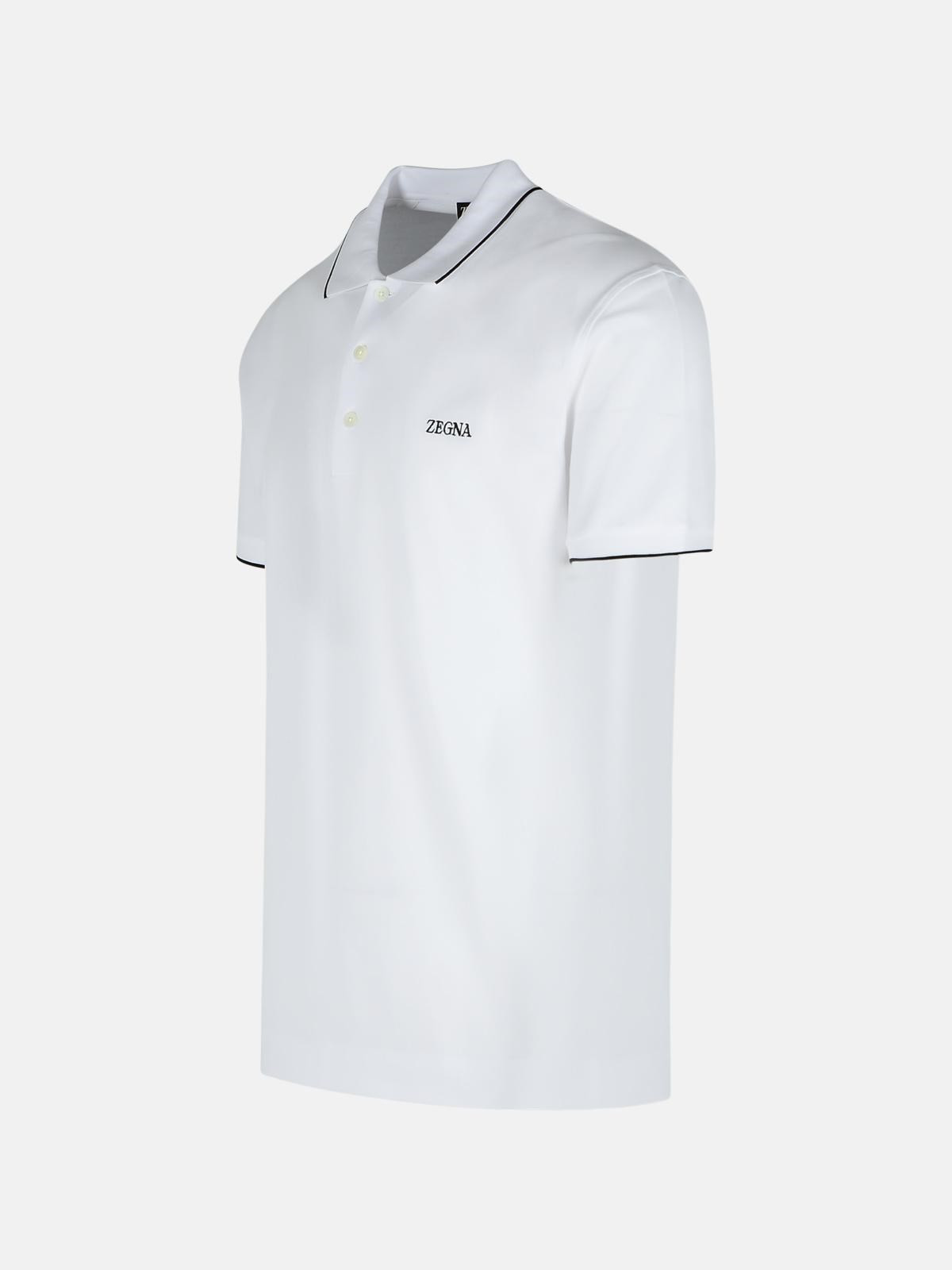 WHITE COTTON POLO SHIRT - 2