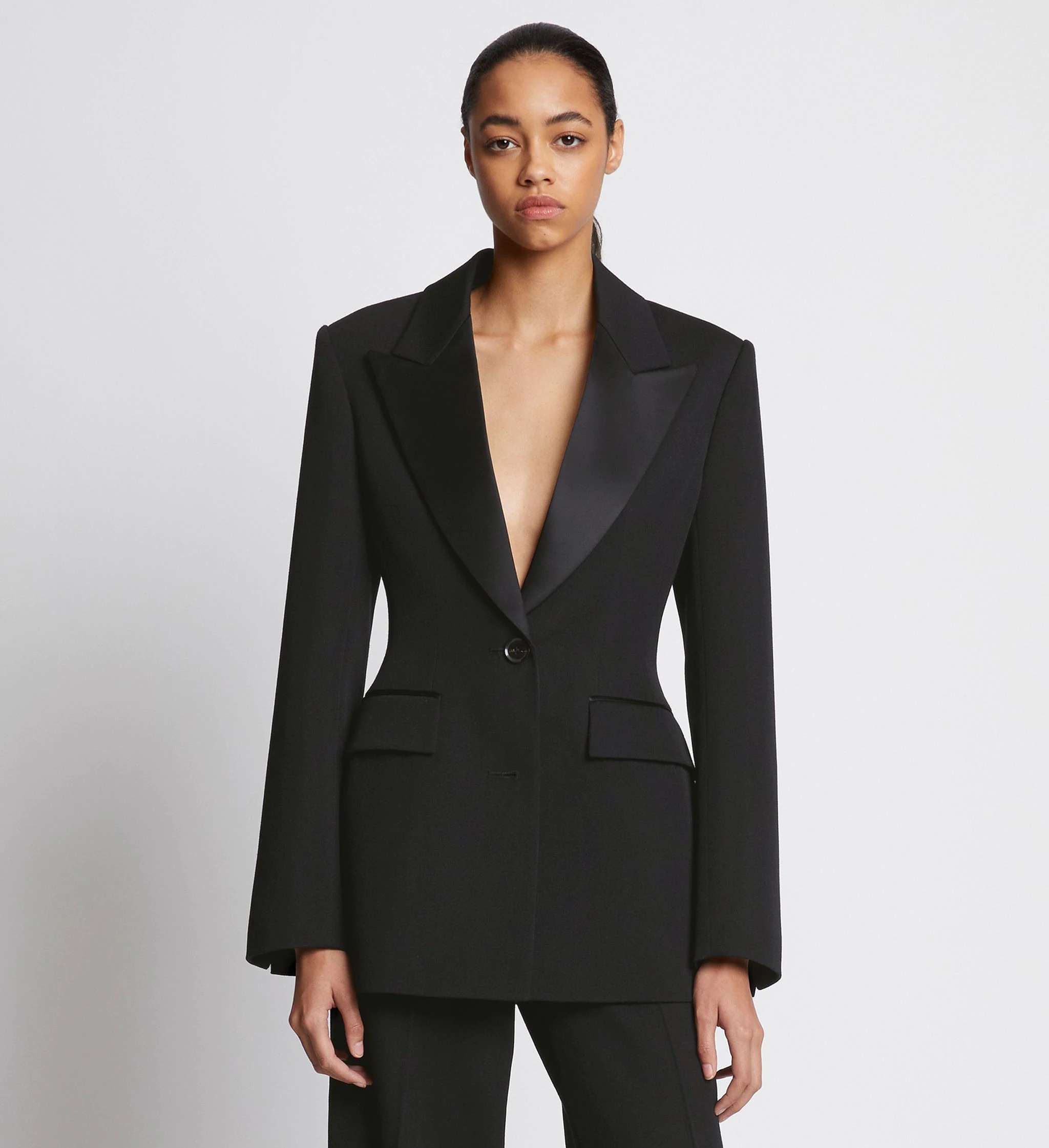 Wool Twill Satin Trim Blazer - 2
