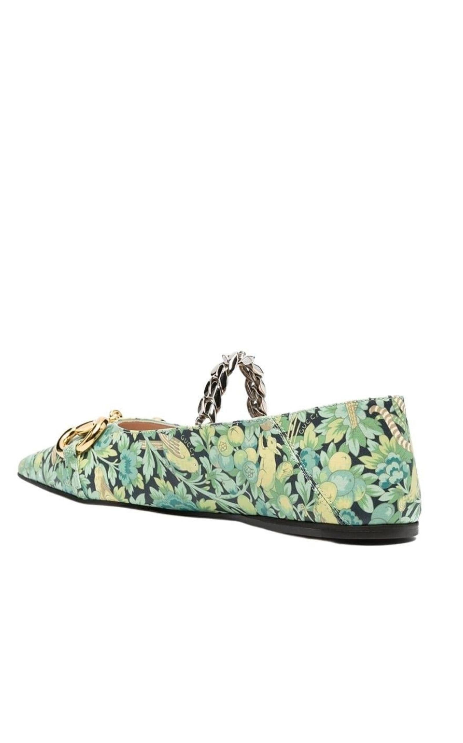 Floral Horsebit Ballerina Shoes - 6