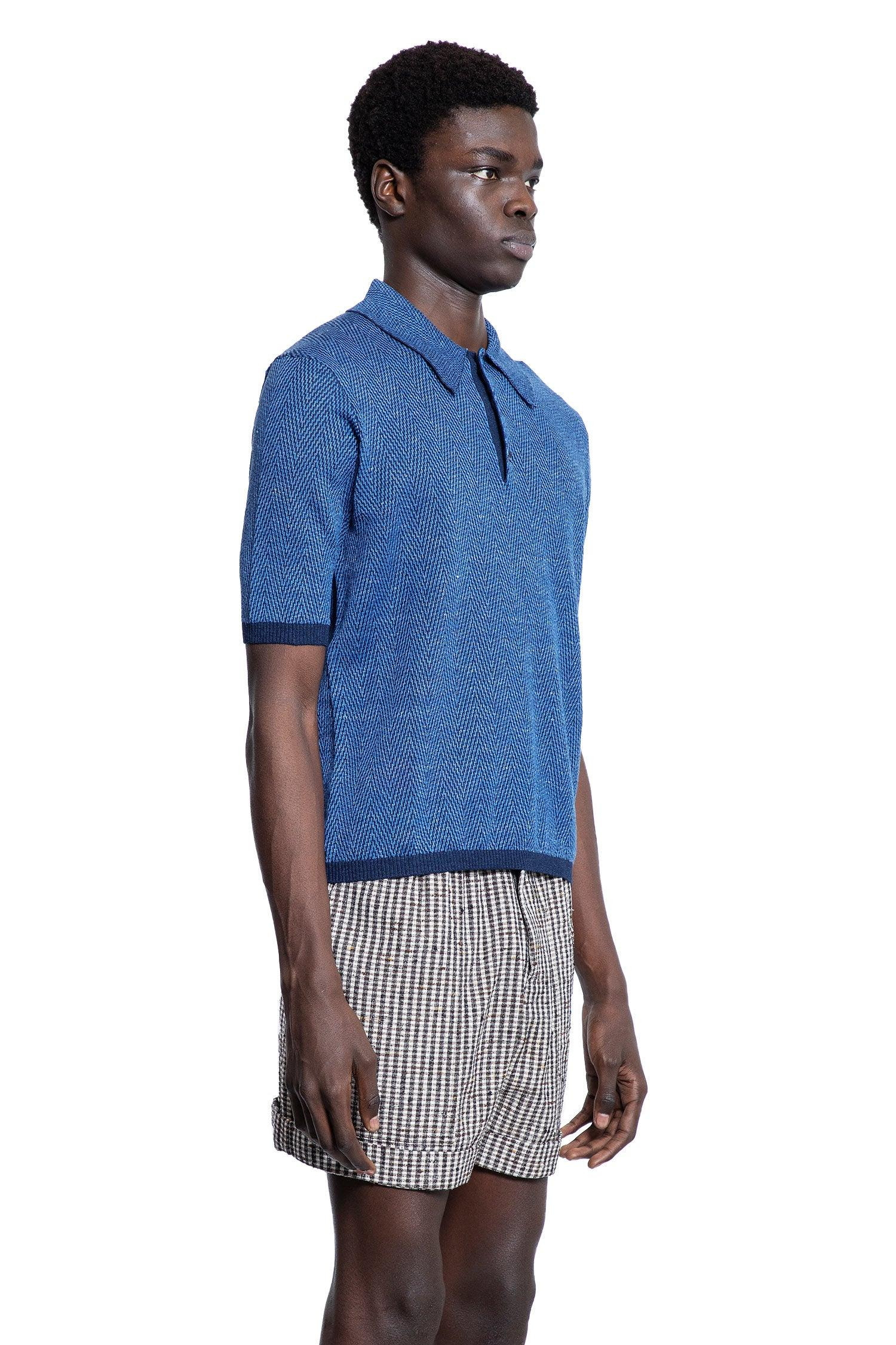 Cotton-Linen-Chevron-Polo-Shirt - 2