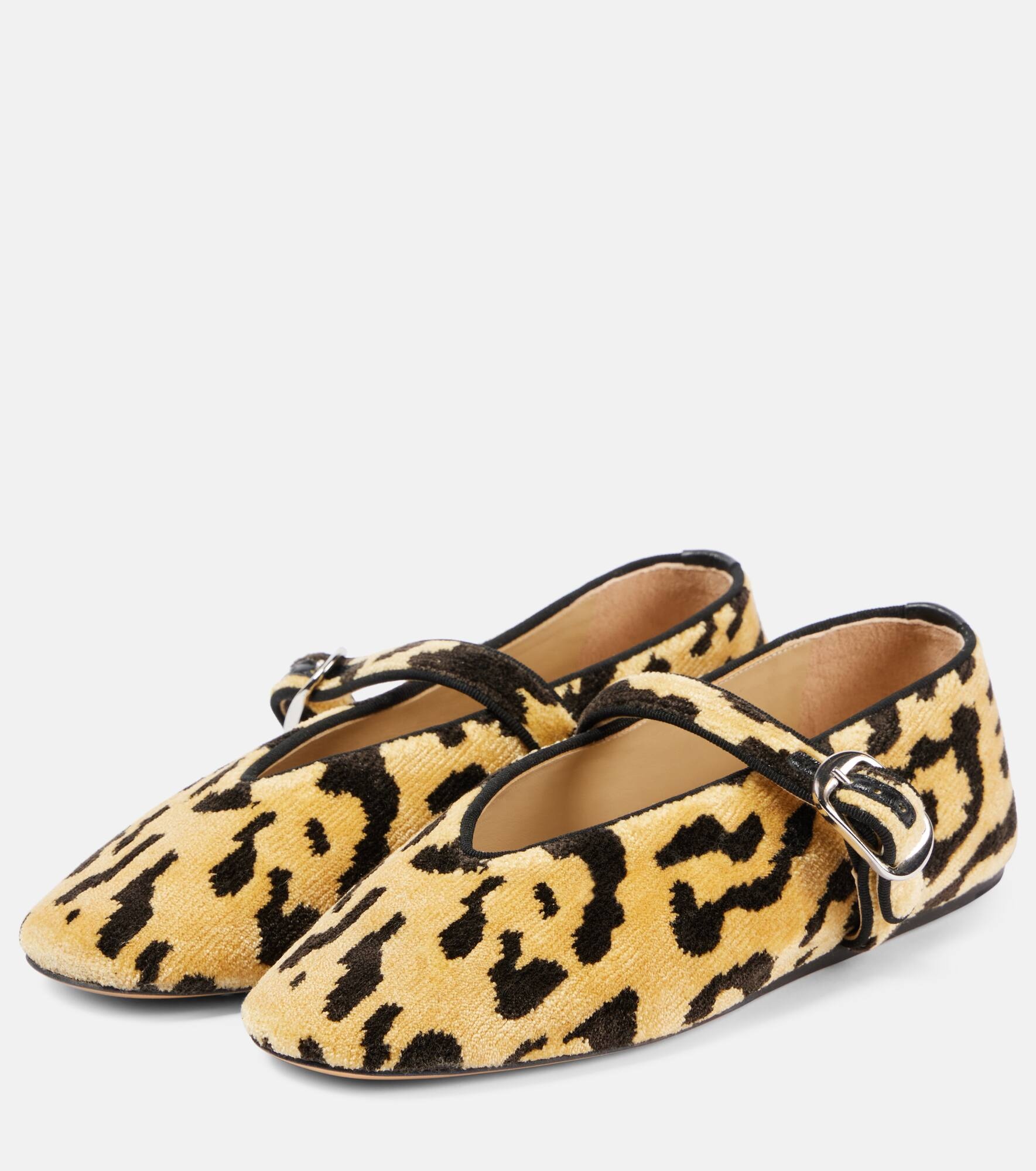 Stella leopard-print velvet Mary Jane flats - 4