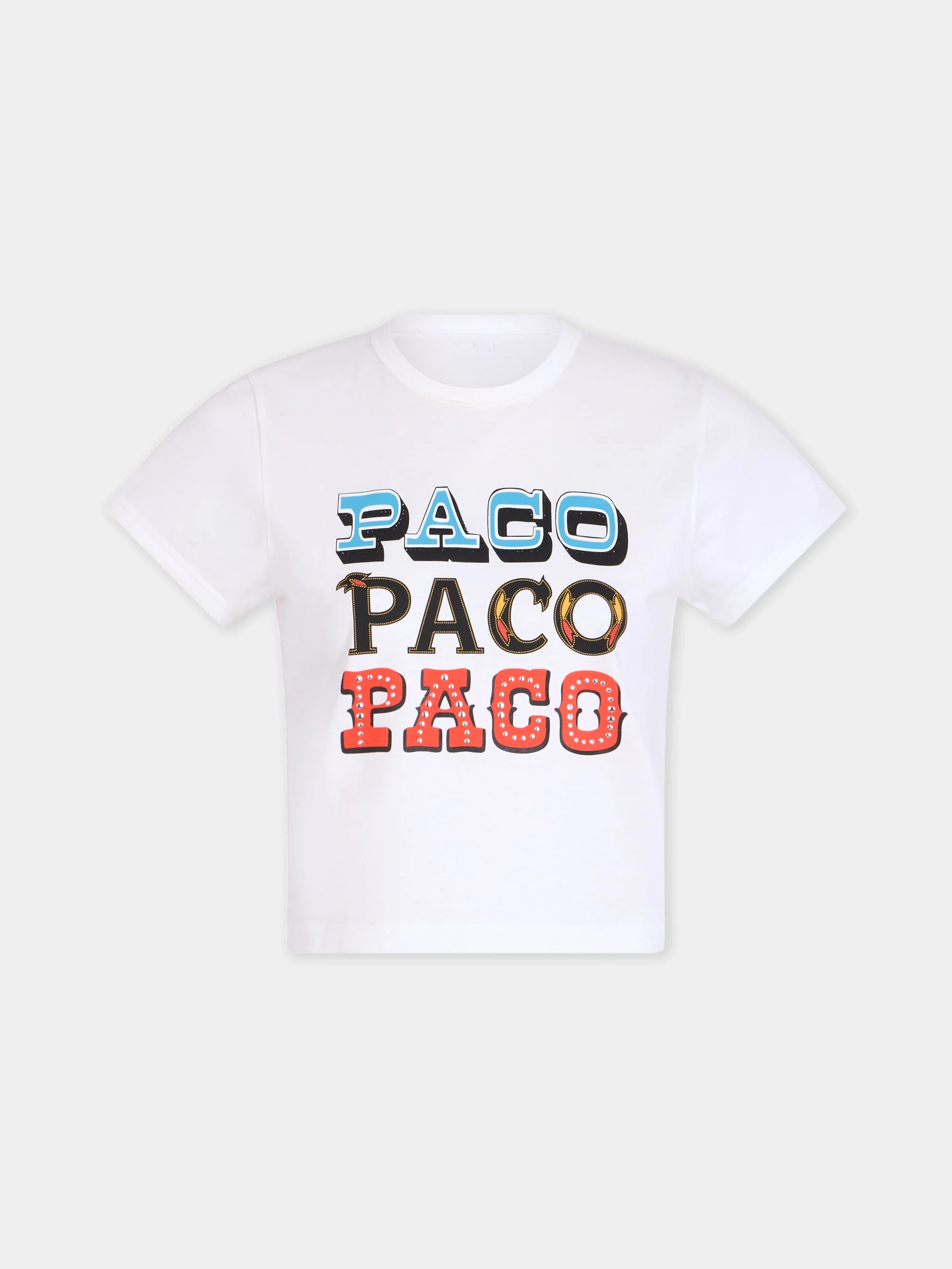 PACO PRINTED T-SHIRT IN WHITE COTTON - 1