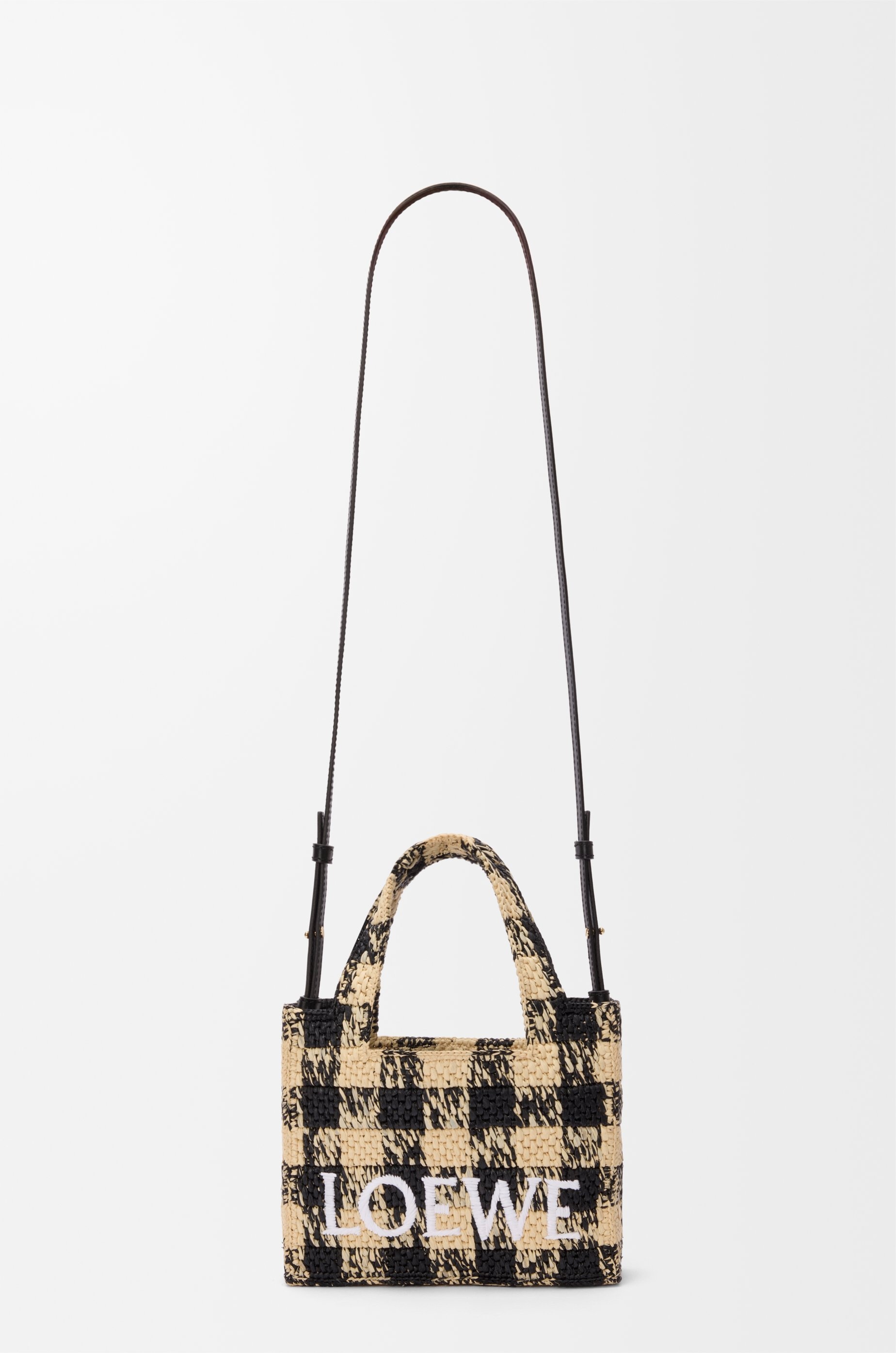Mini LOEWE Font tote in raffia - 7