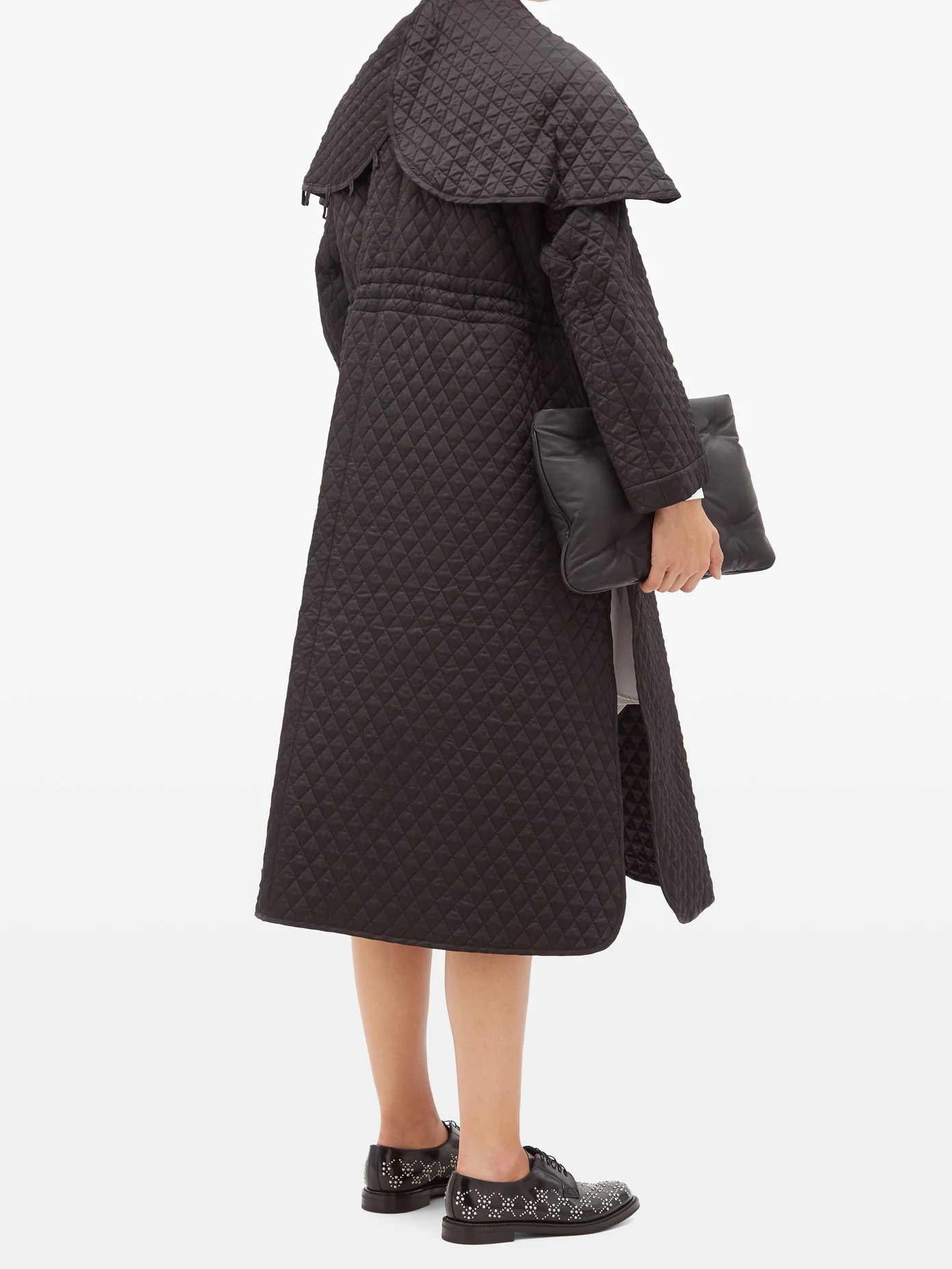 Exaggerated-collar matelassé coat - 5