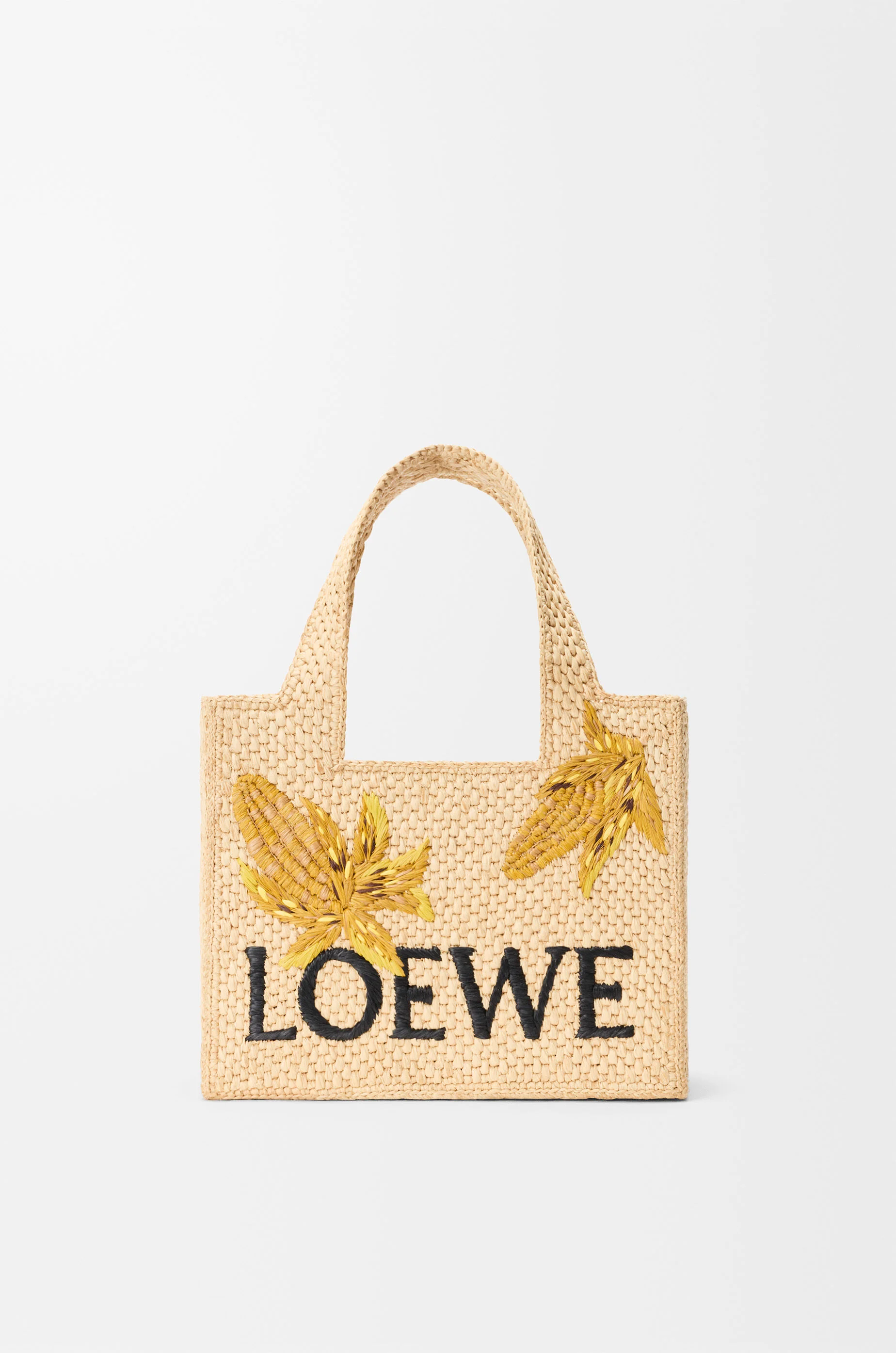 Small LOEWE Font tote in raffia - 1